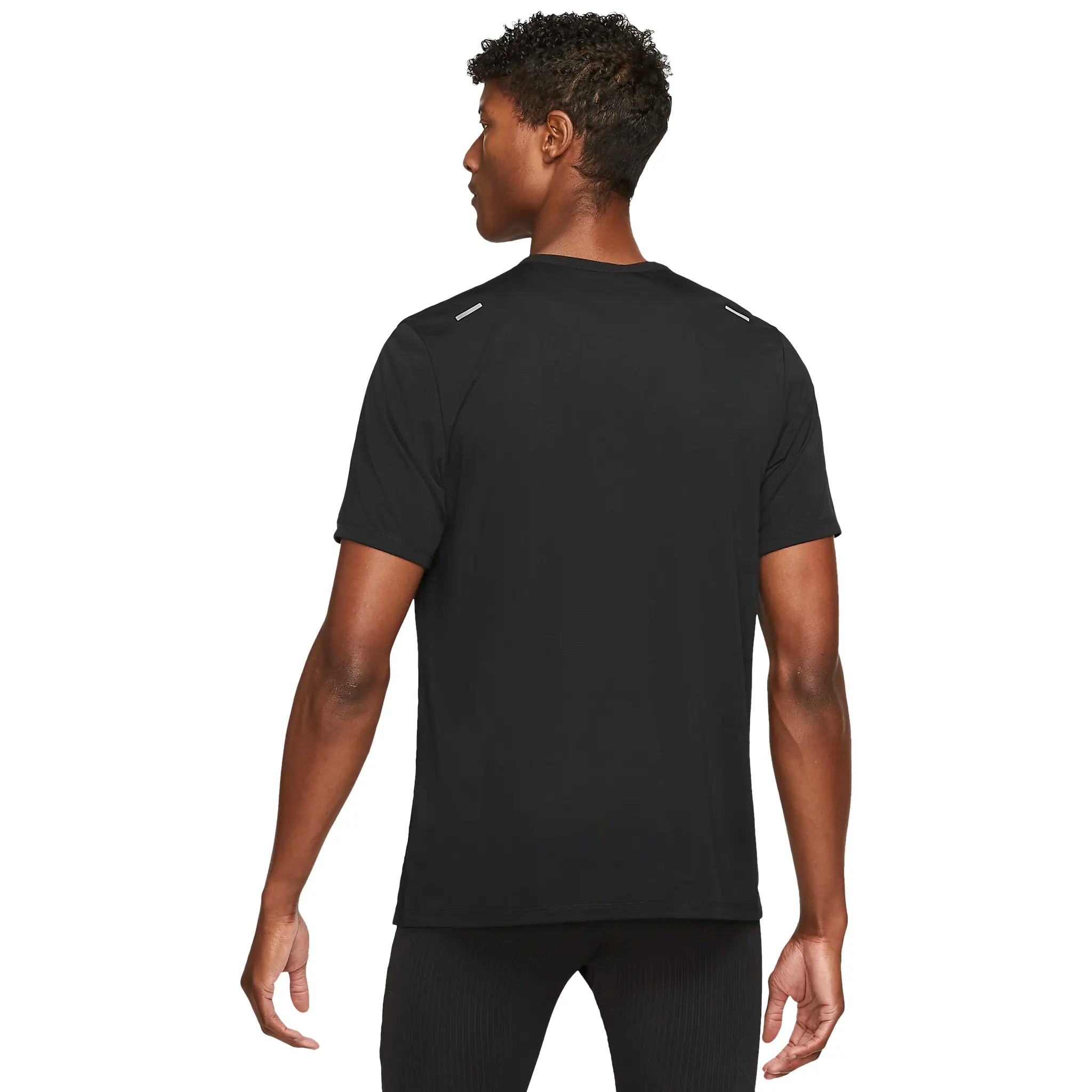 Model back view of Nike Dri-FIT Black T-Shirts & Shorts CZ9185-013 | CZ9062-010