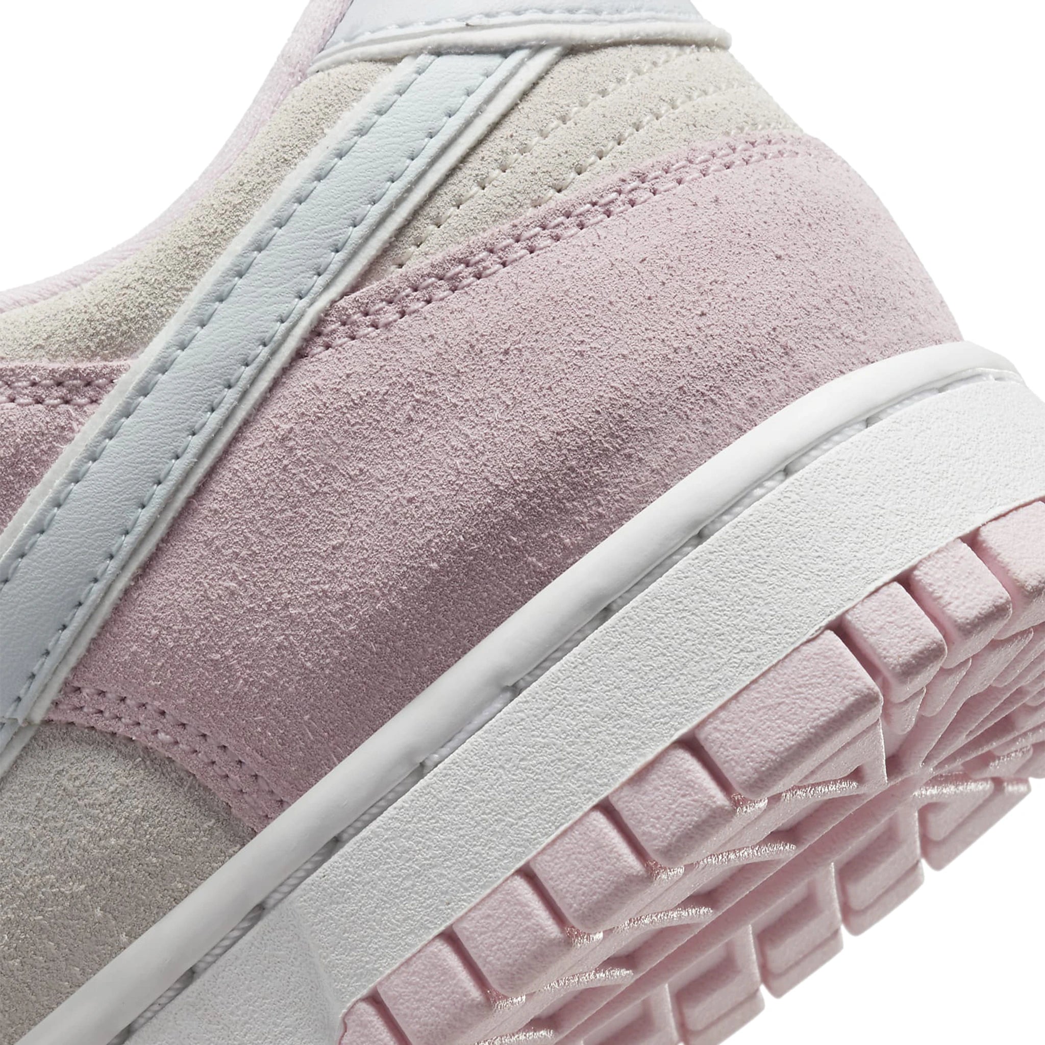 Heel view of Nike Dunk Low LX Pink Foam (W) DV3054-600