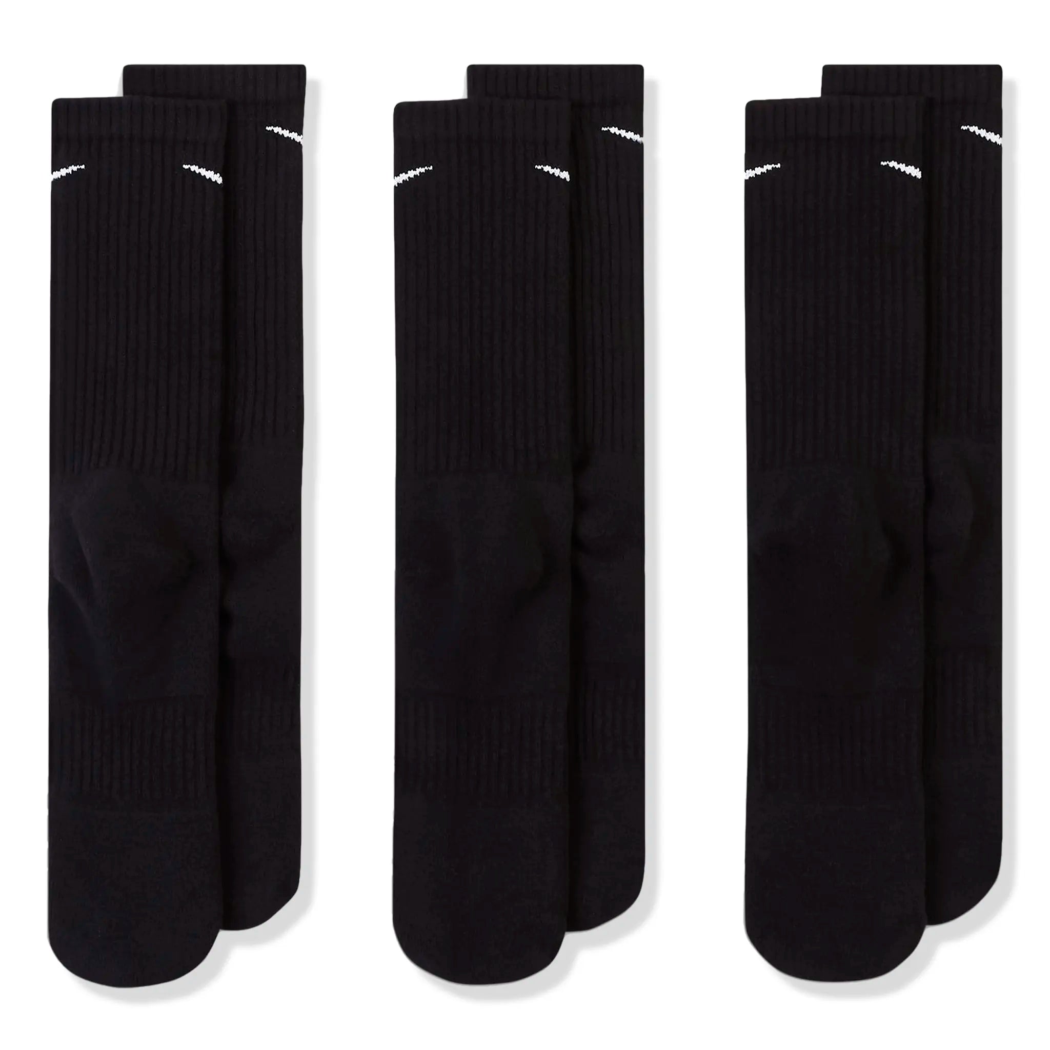 Back view of Nike Everyday Cushioned Training Black Crew Socks - 3 Pairs SX7664-010