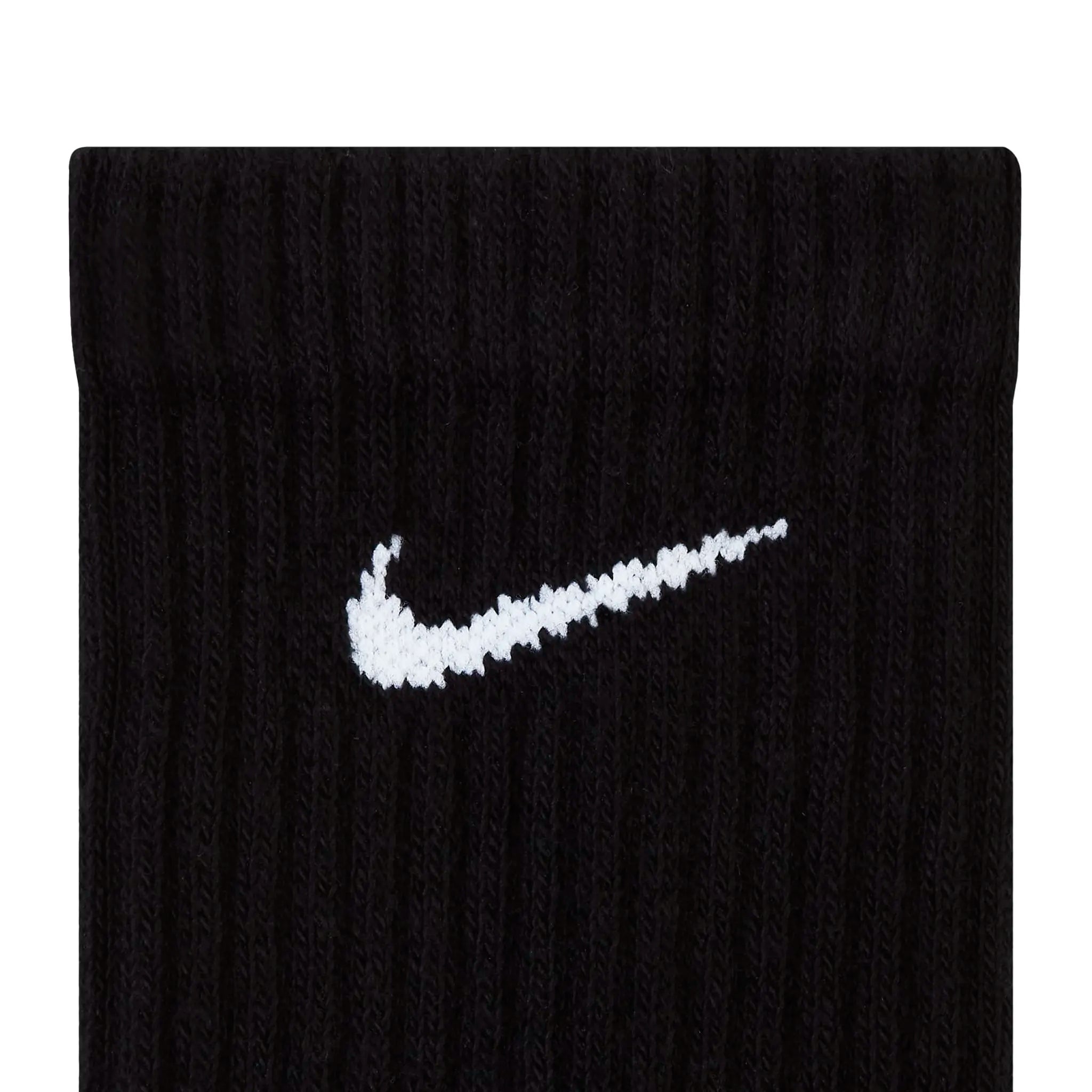 Detail view of Nike Everyday Cushioned Training Black Crew Socks - 3 Pairs SX7664-010