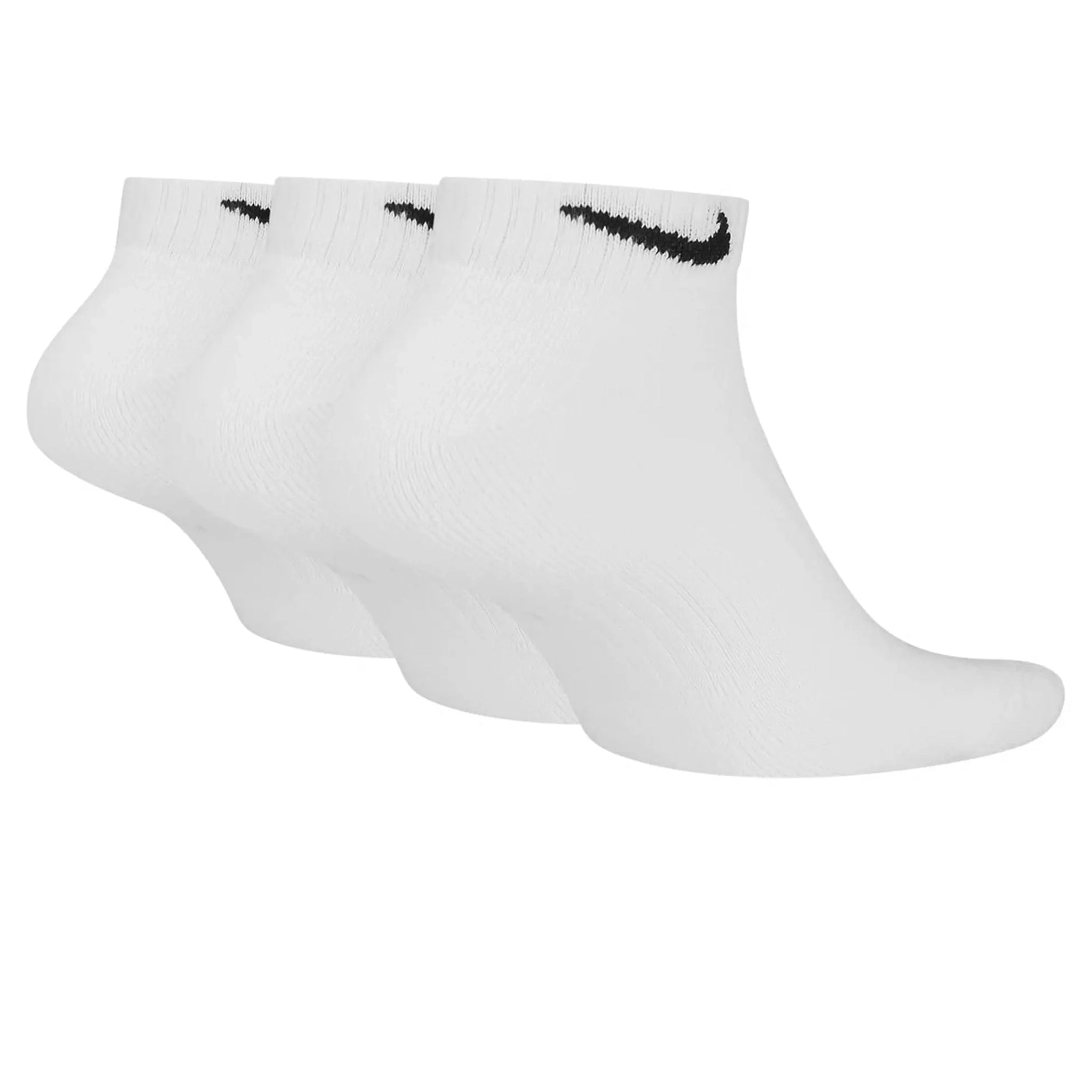 Back side view of Nike Everyday Cushioned Training Low White Ankle Socks - 3 Pairs SX7670-100