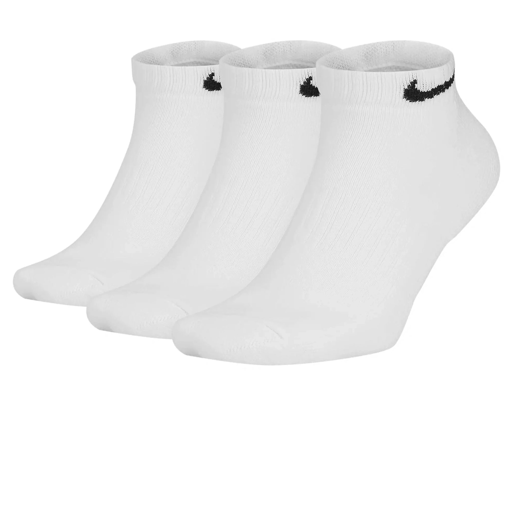 Front view of Nike Everyday Cushioned Training Low White Ankle Socks - 3 Pairs SX7670-100