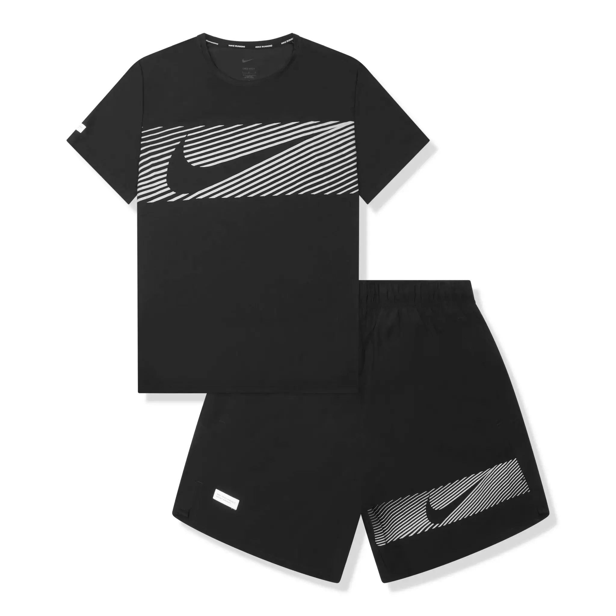 Front view of Nike Flash Miler Black T-Shirts & Shorts FN3052-010 | FN3049-010