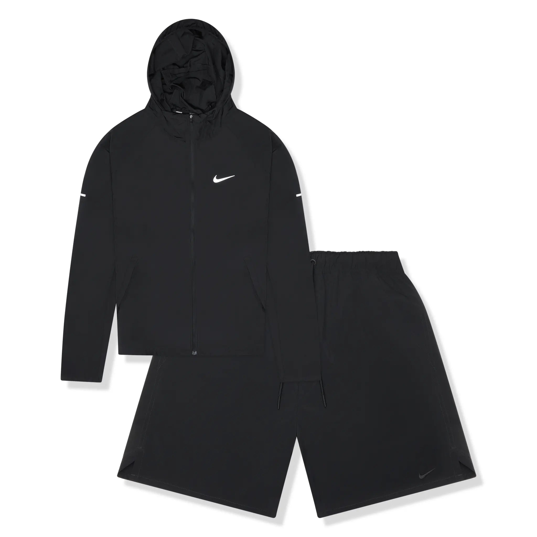 Front view of Nike Repel Black Windbreaker & Shorts DD4746-010 | DV9340-010