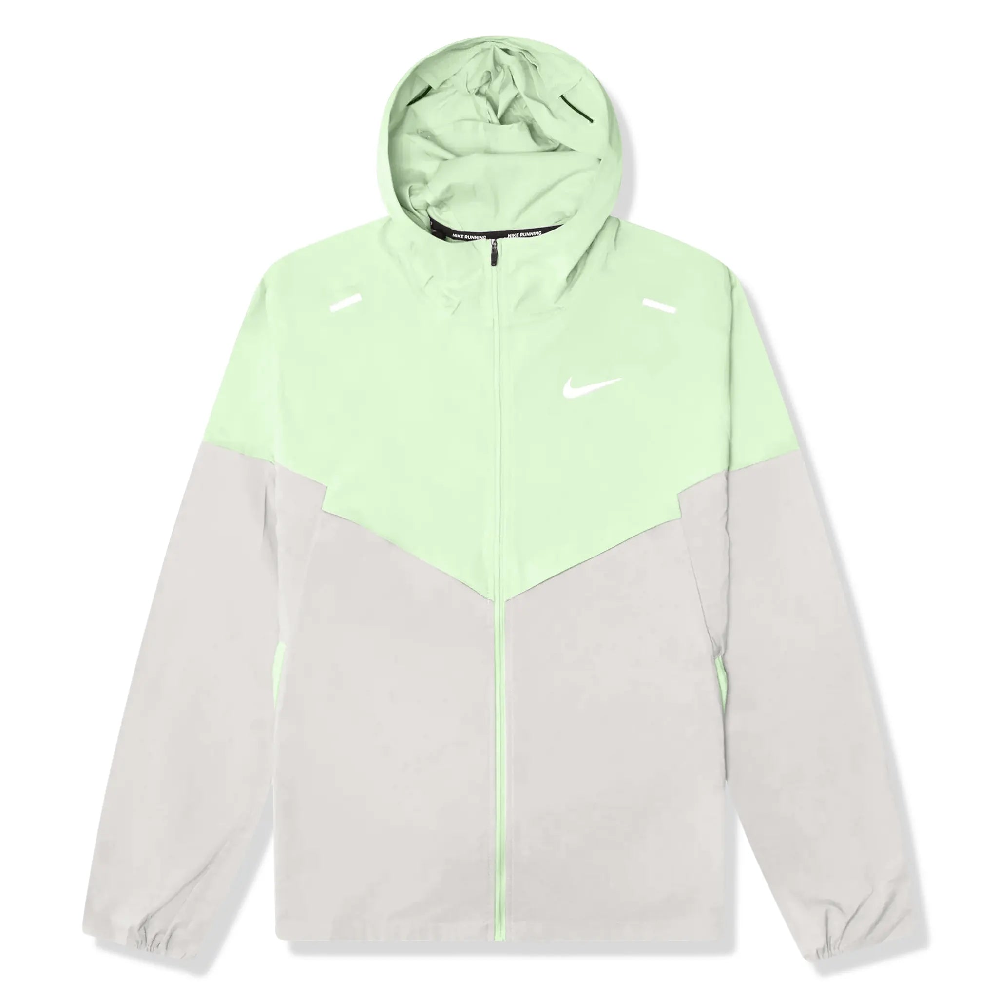 Front view of Nike Repel Packable Vapour Green Light Iron Ore Windrunner Jacket FB7541-376