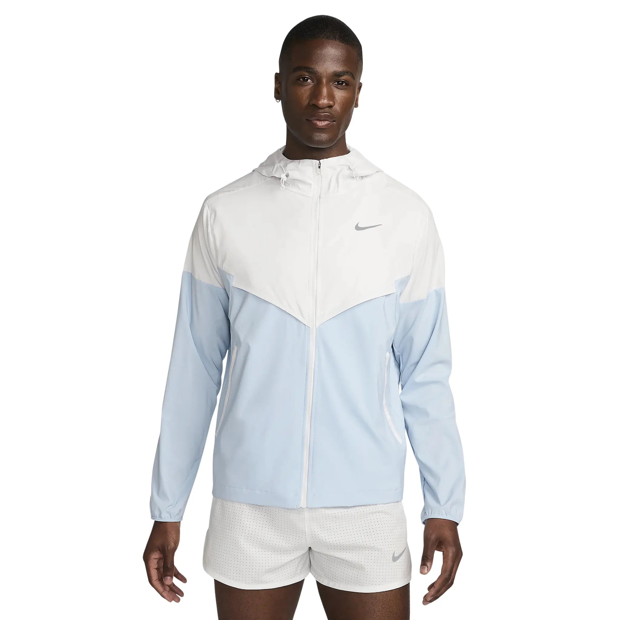 nike repel packable white blue windrunner jacket fb7540 094 model front