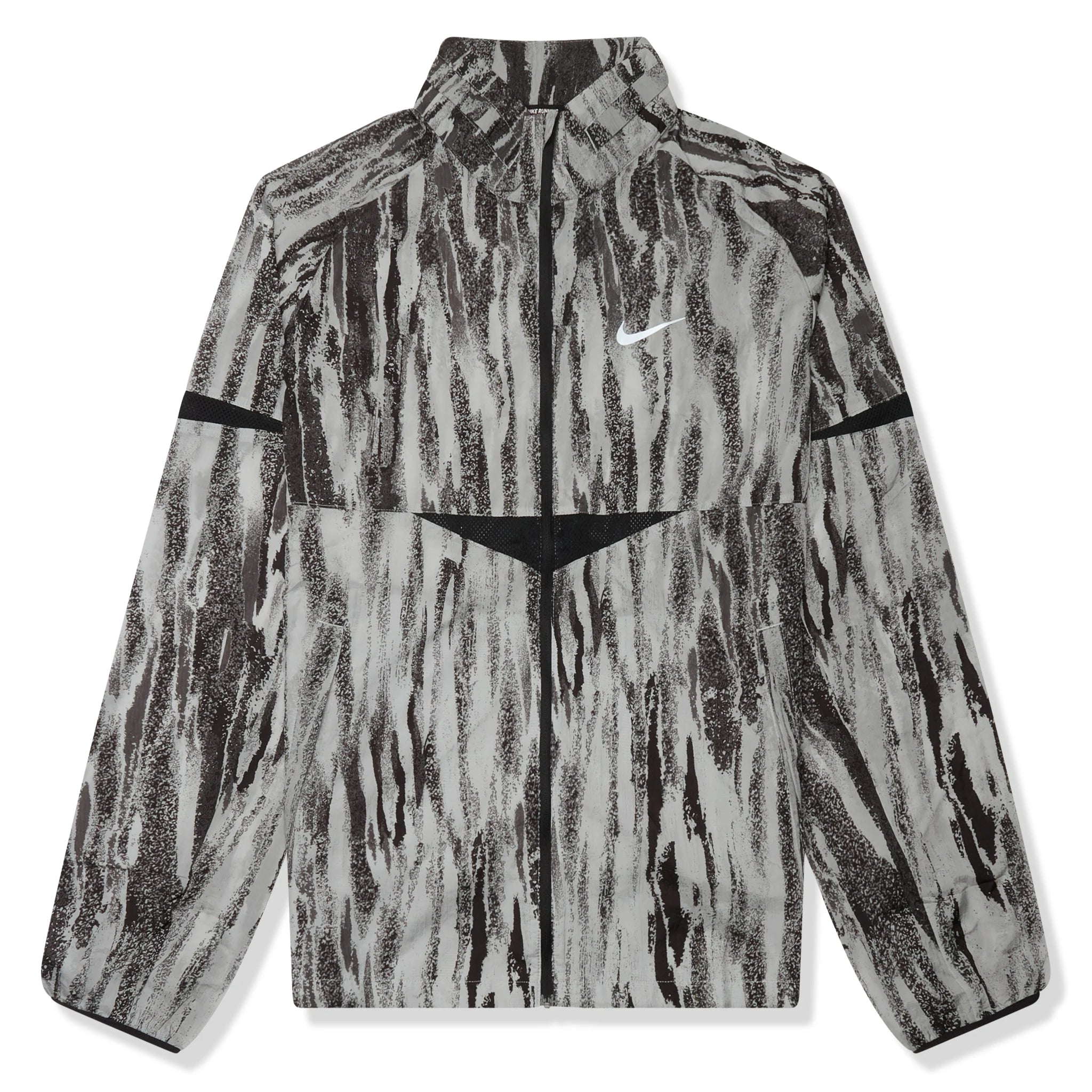 Front view of Nike Running Wild Run Zebra Print Grey Windrunner DA1161-077