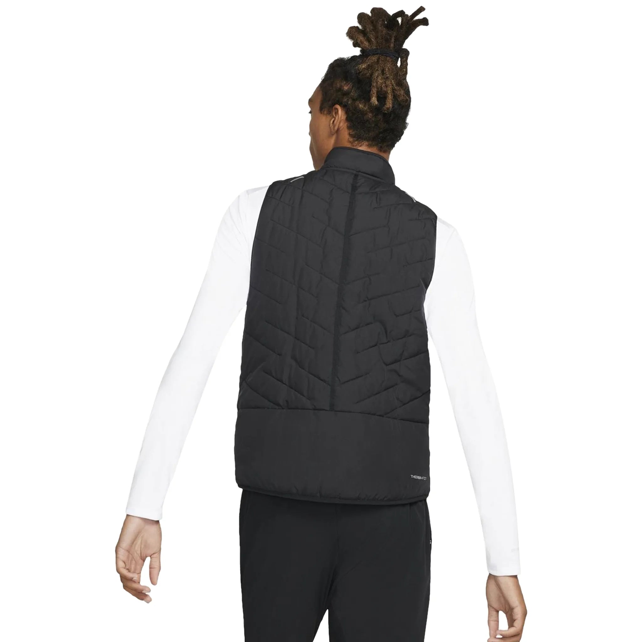 Model back view of Nike Therma-Fit Repel Black Gilet