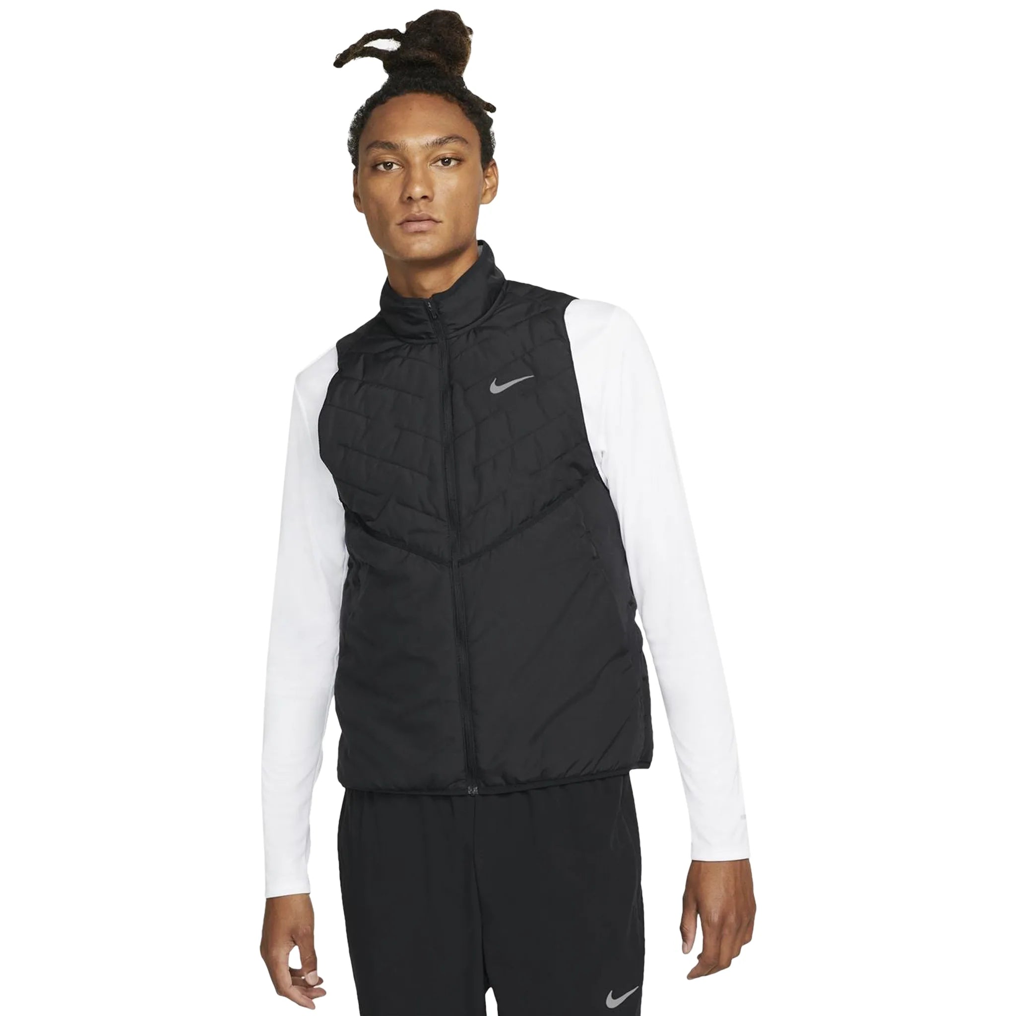 Model front view of Nike Therma-Fit Repel Black Gilet