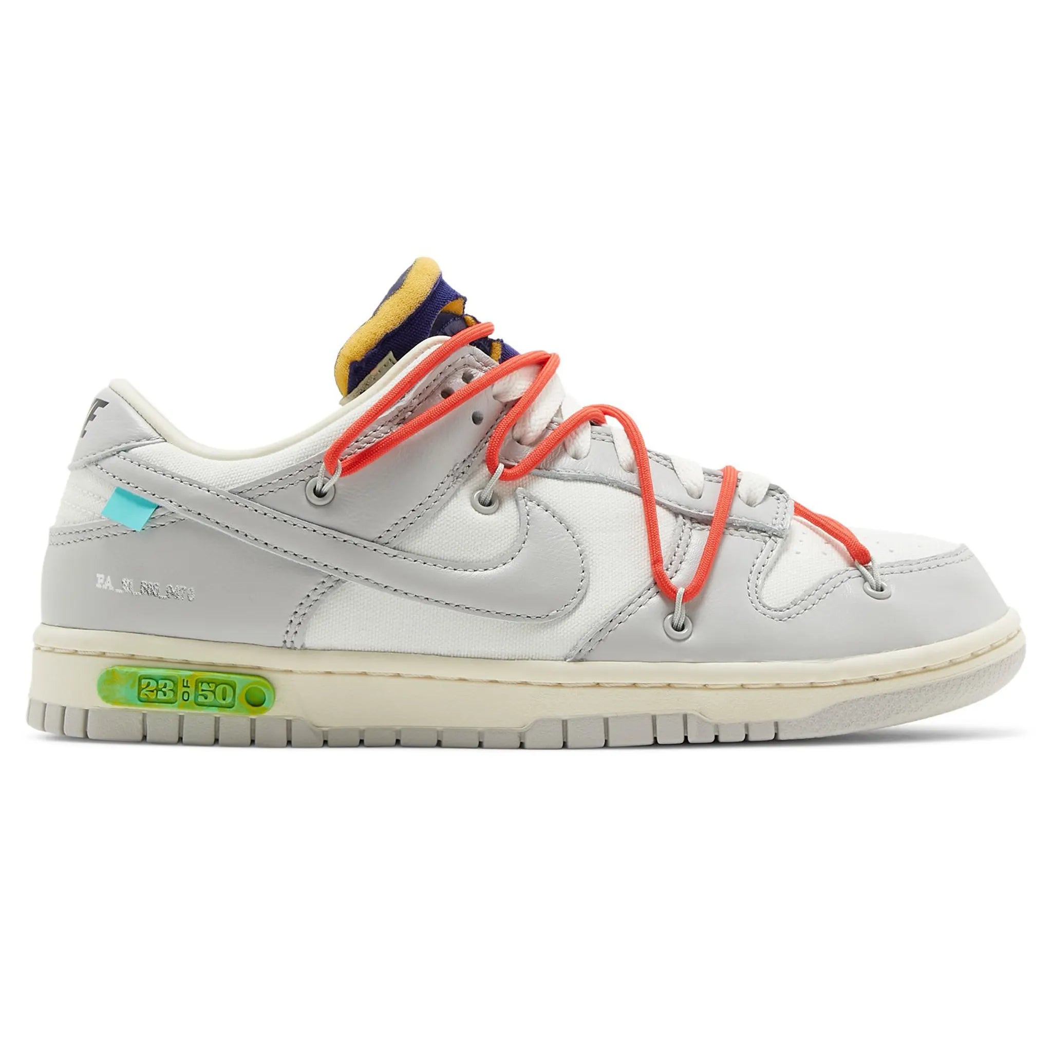 Side view of Nike x Off White Dunk Low Lot 23 