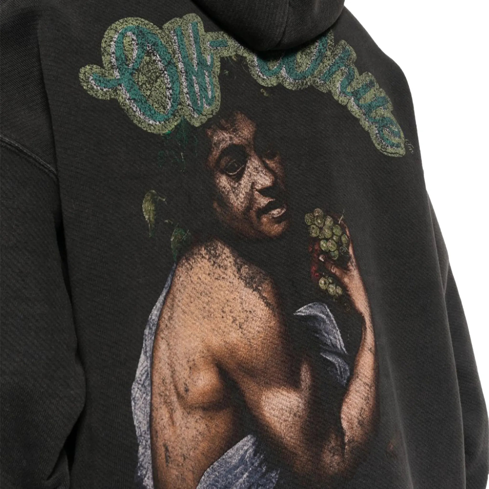 Model detail view of Off-White Bacchus Skate Black Hoodie OMBB085S24FLE0201055