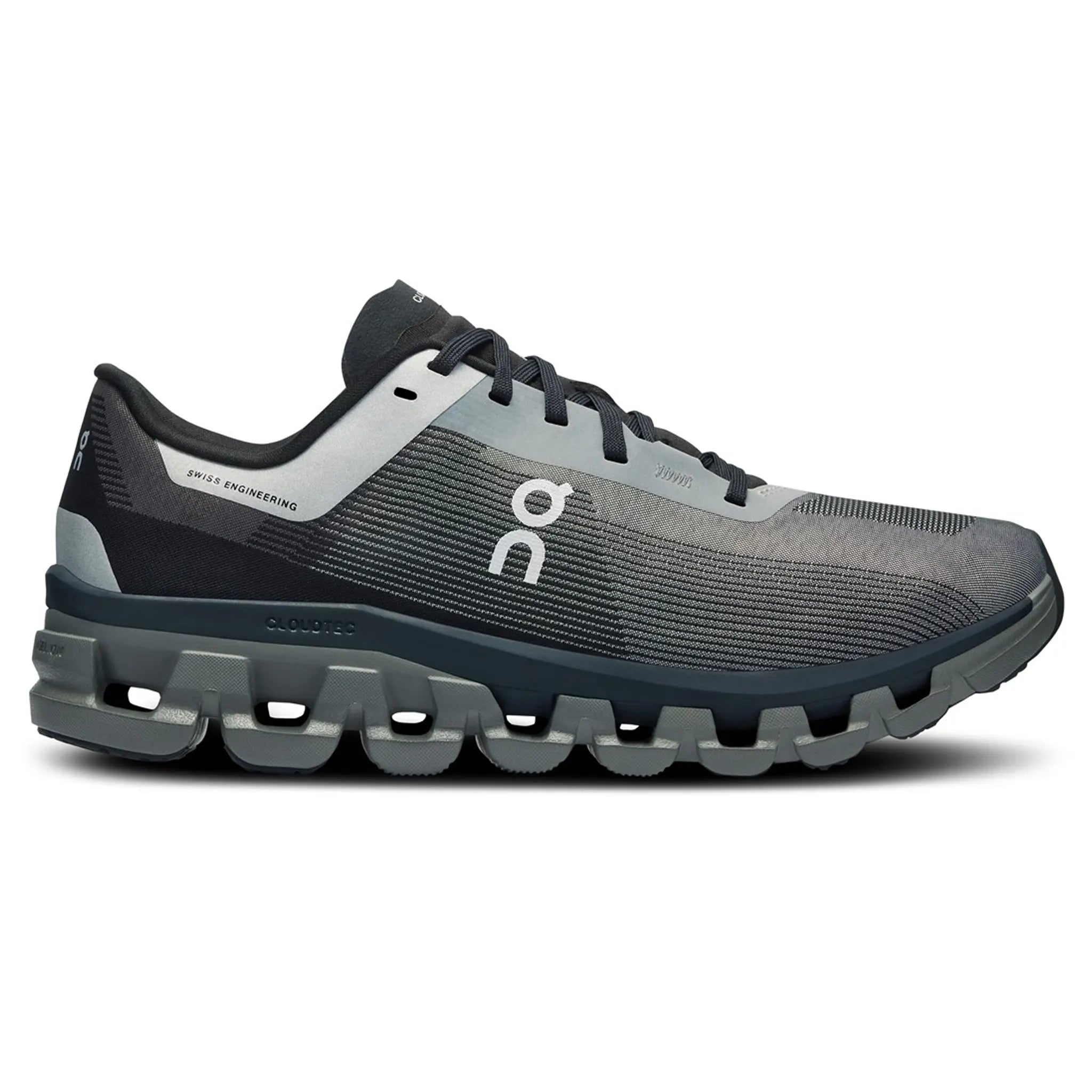 Side view of On Running Cloud 4 Pearl Black Shoes (W) 3WD30112325