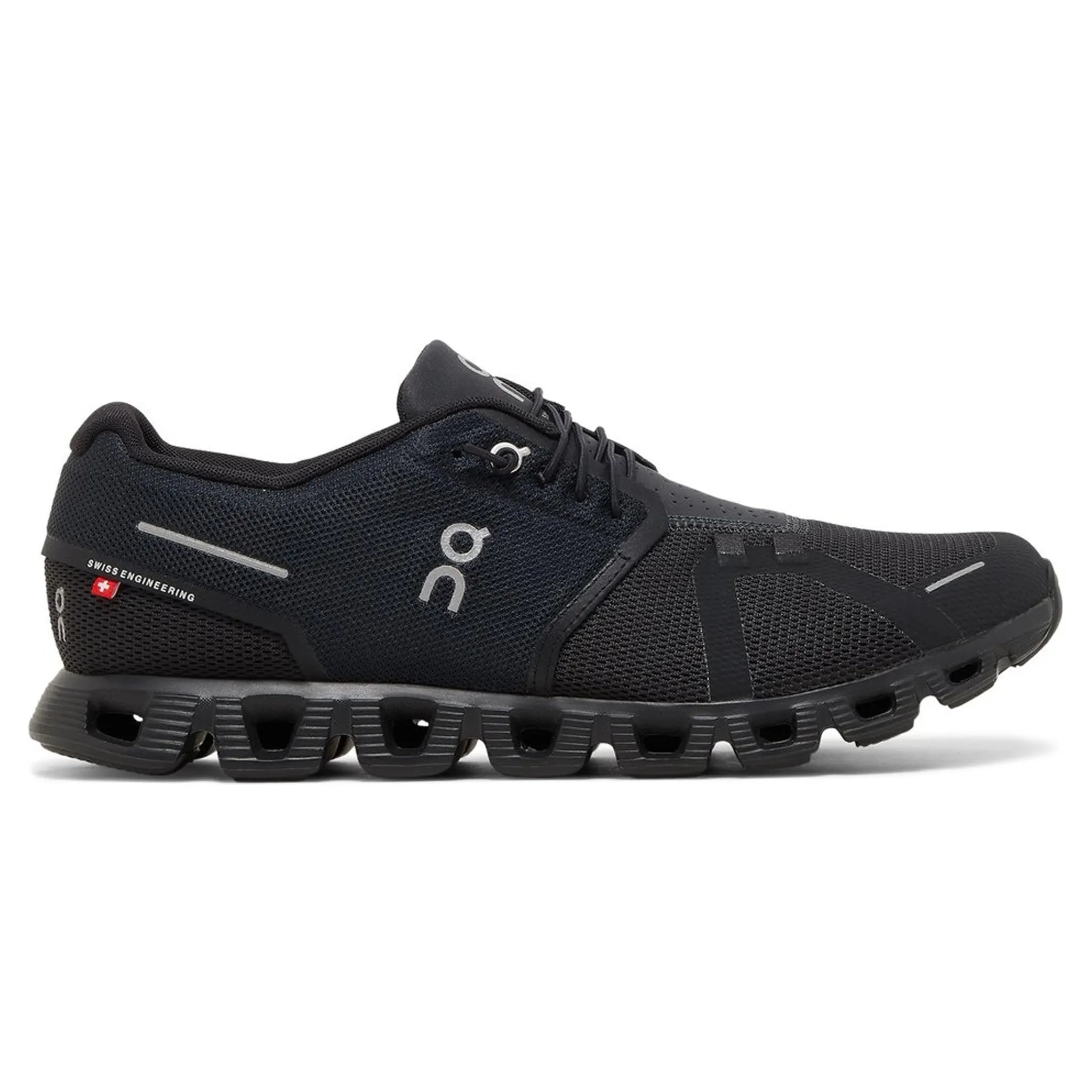 Side view of On Running Cloud 5 All Black Shoes 59.98986