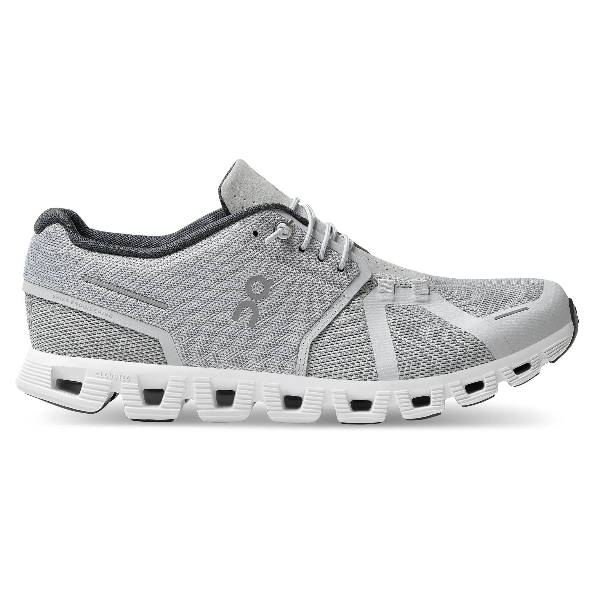 Side view of On Running Cloud 5 Waterproof Glacier White 59.98909