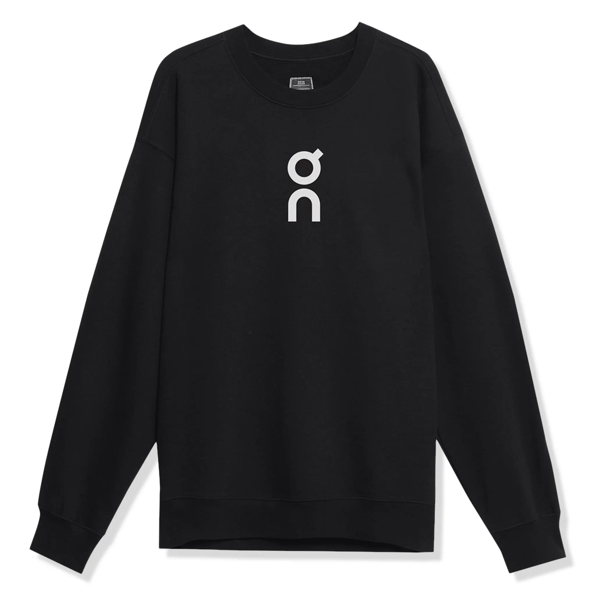 Front view of On Running Club Crew Black Sweatshirt 1ME10340553