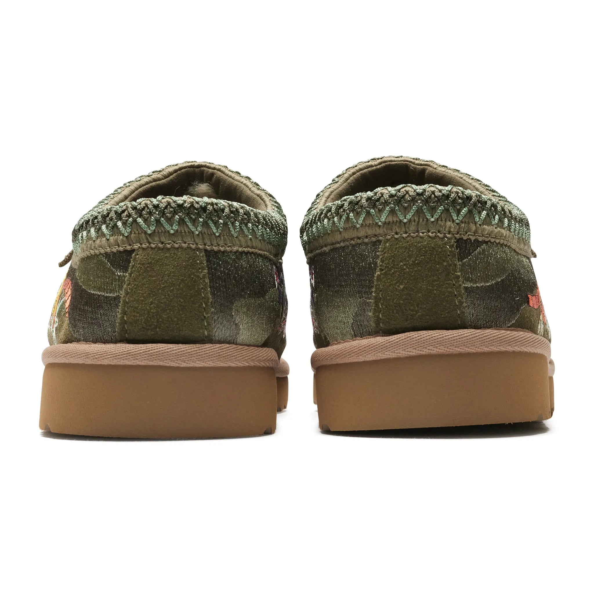 Back view of Palace x UGG Tasman Burnt Olive Camo Slippers 1172070-GRNC