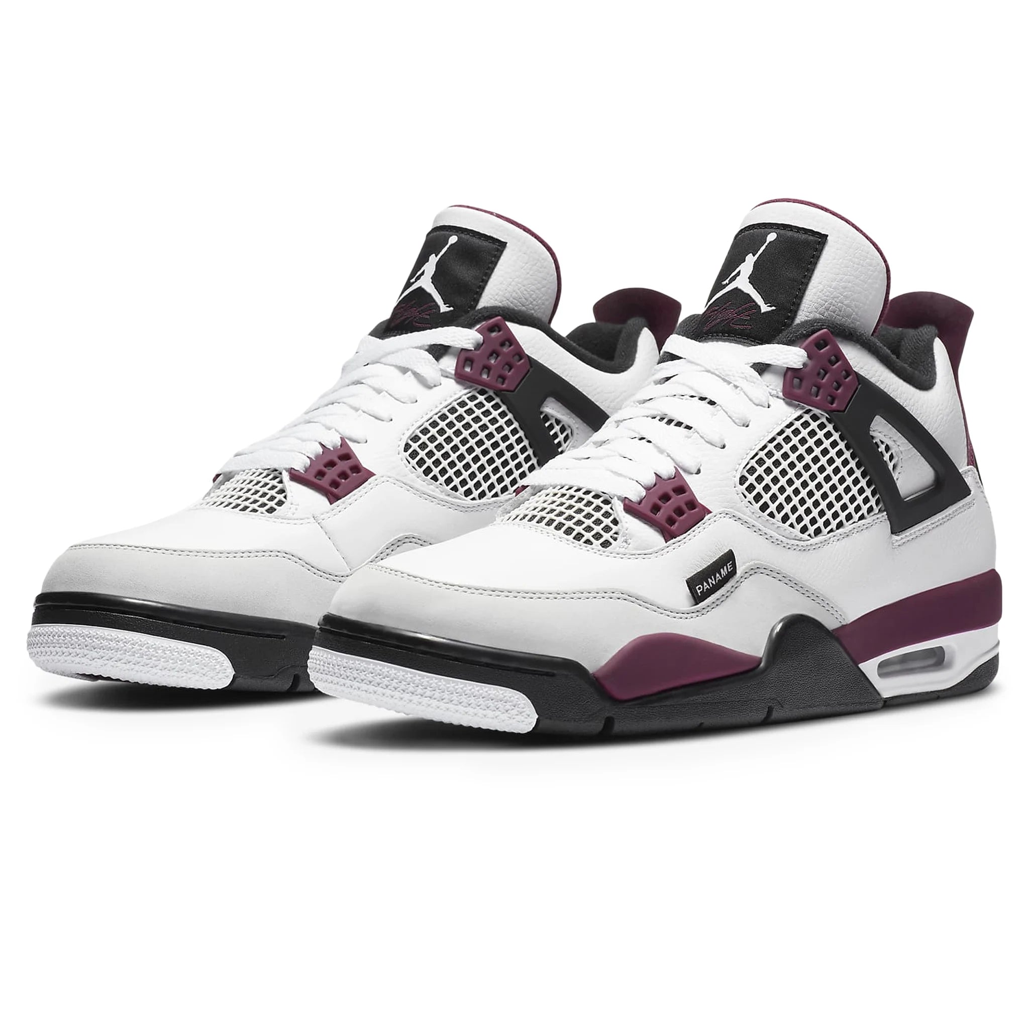 Front side view of Paris Saint-Germain x Air Jordan 4 Retro Bordeaux CZ5624-100