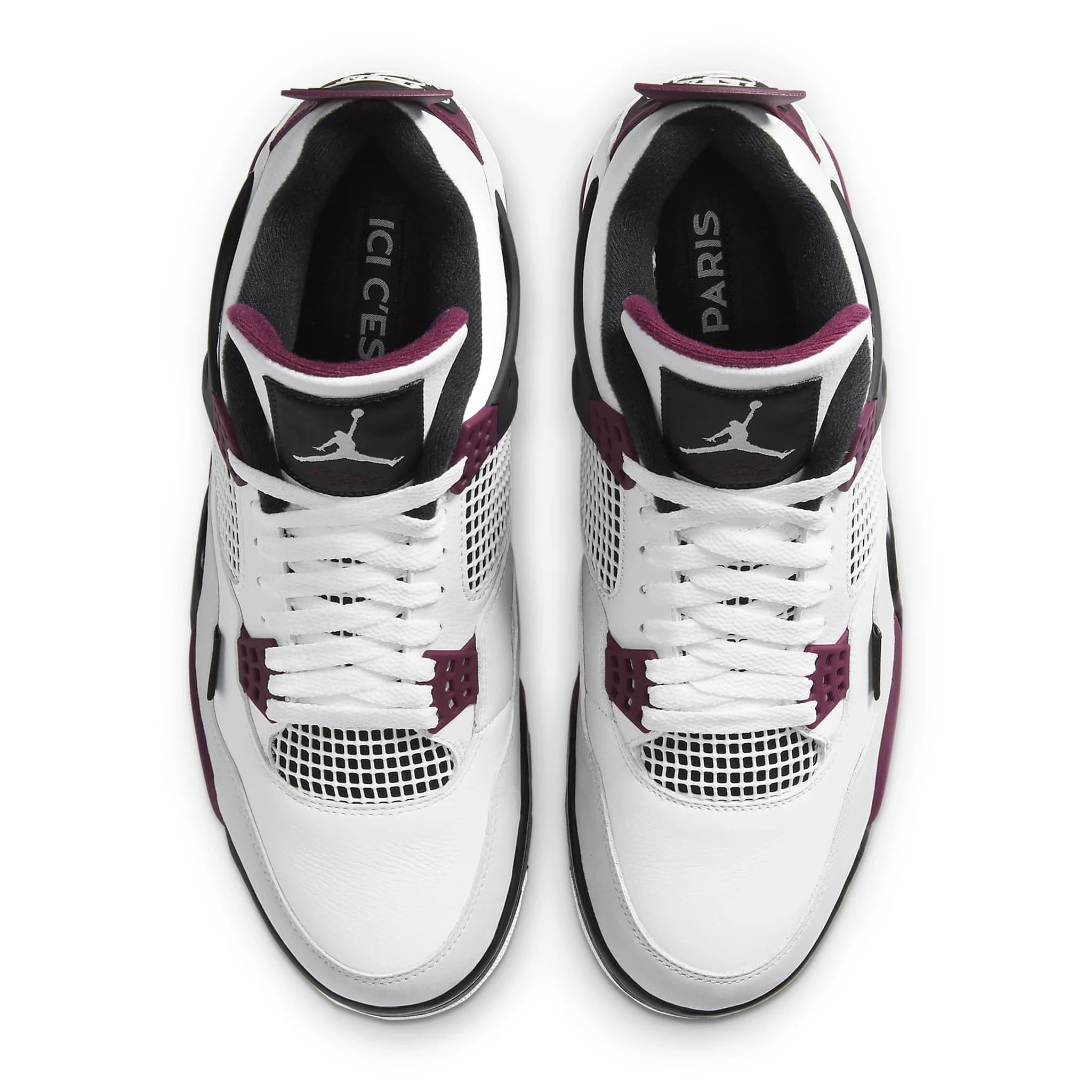 Top view of Paris Saint-Germain x Air Jordan 4 Retro Bordeaux CZ5624-100