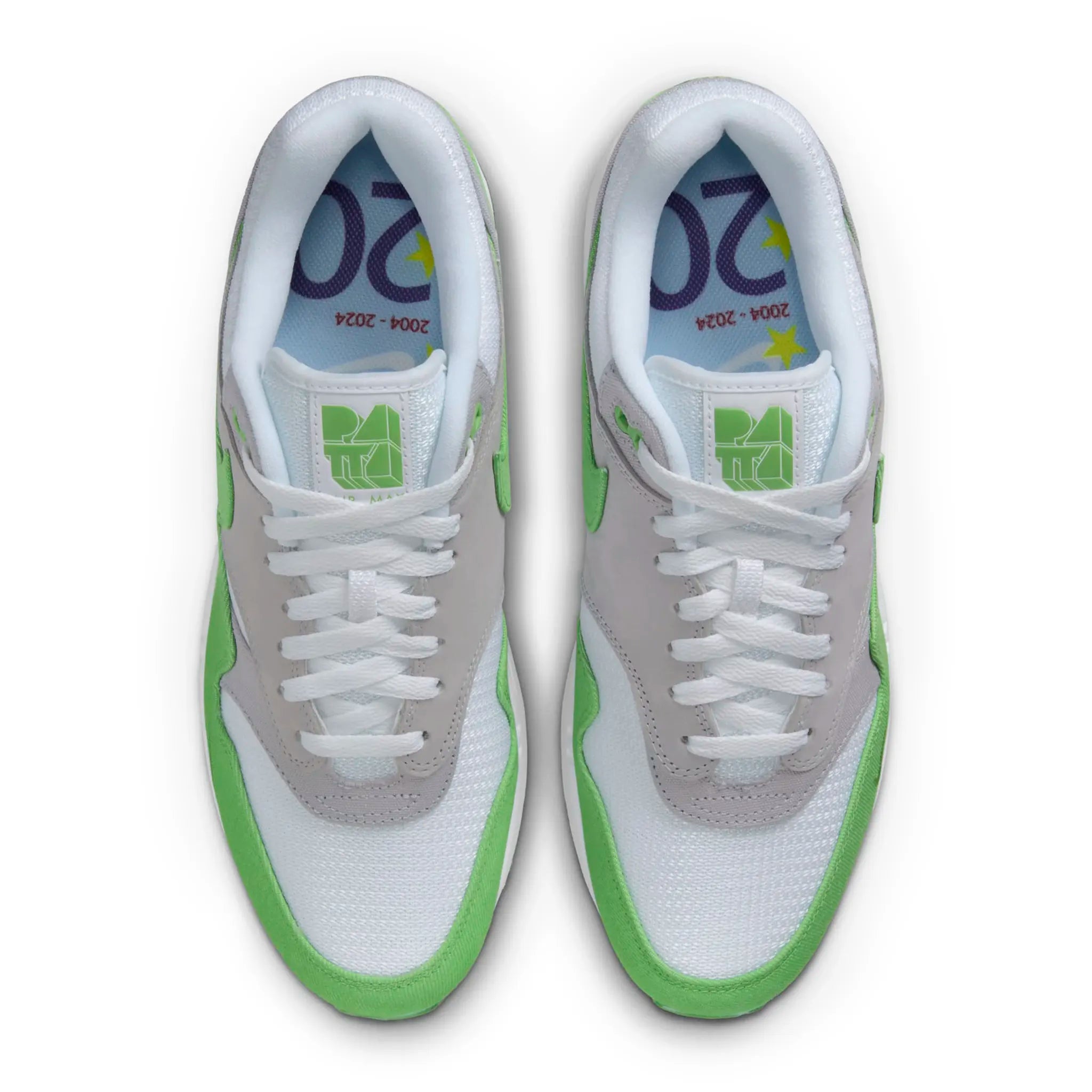 Top side view of Patta x Air Max 1 Chlorophyll (2024) HF1012-300