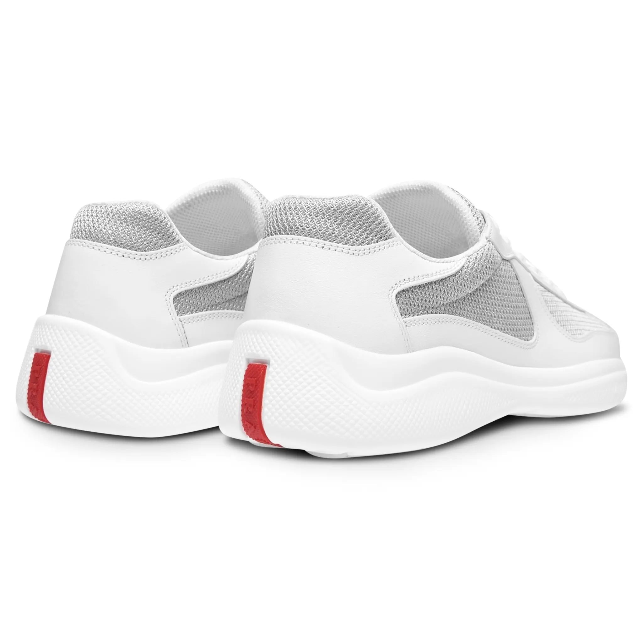 Back side view of Prada Americas Cup White Sneaker 4E6500_3LLJ_F0009_F_025