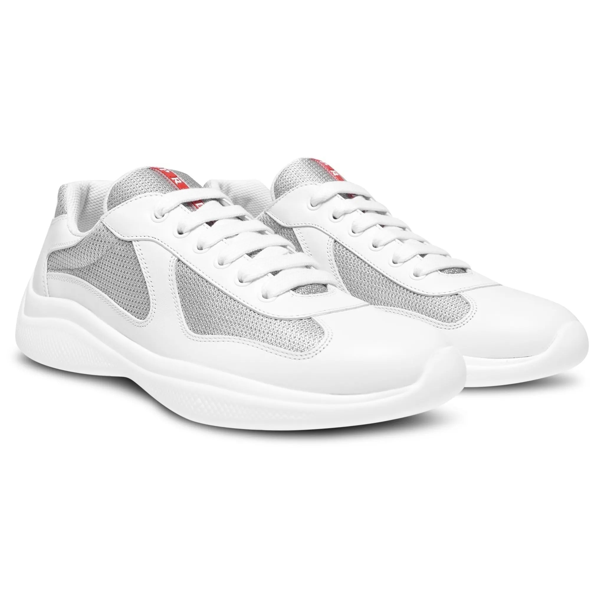 Front side view of Prada Americas Cup White Sneaker 4E6500_3LLJ_F0009_F_025