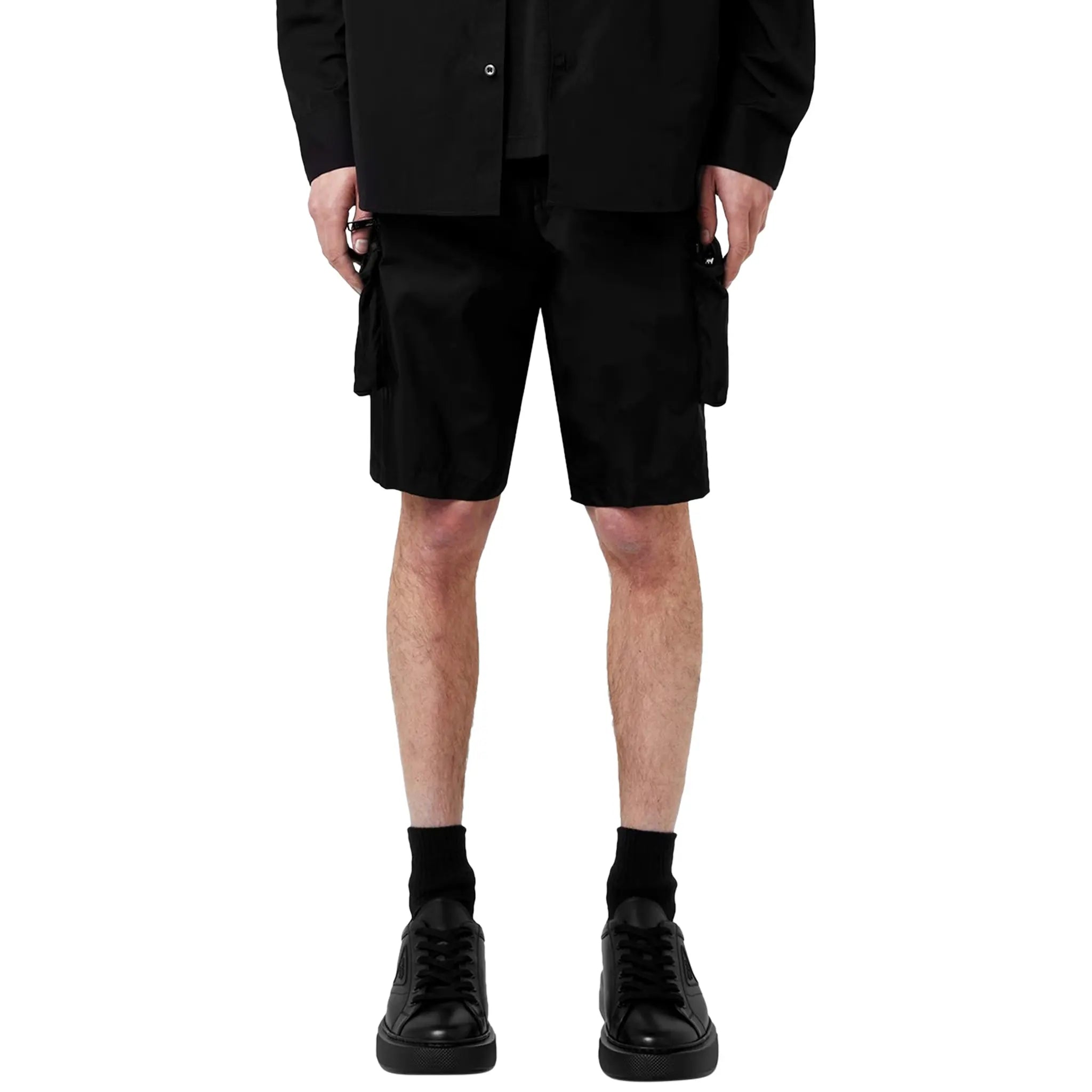 Front Detail view of Prada Bermudas Nylon Black Shorts SPH393_1WQ8_F0002_S_OOO