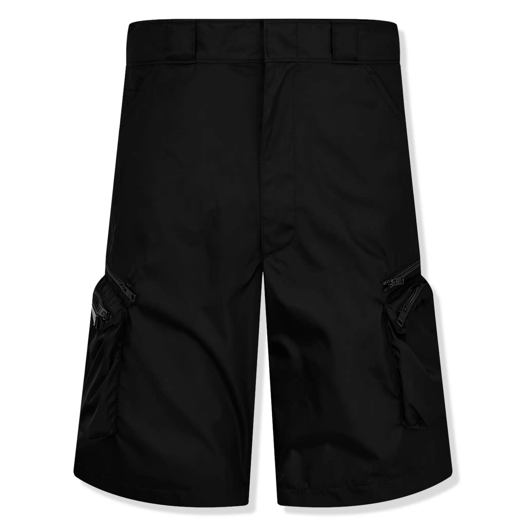 Front view of Prada Bermudas Nylon Black Shorts SPH393_1WQ8_F0002_S_OOO