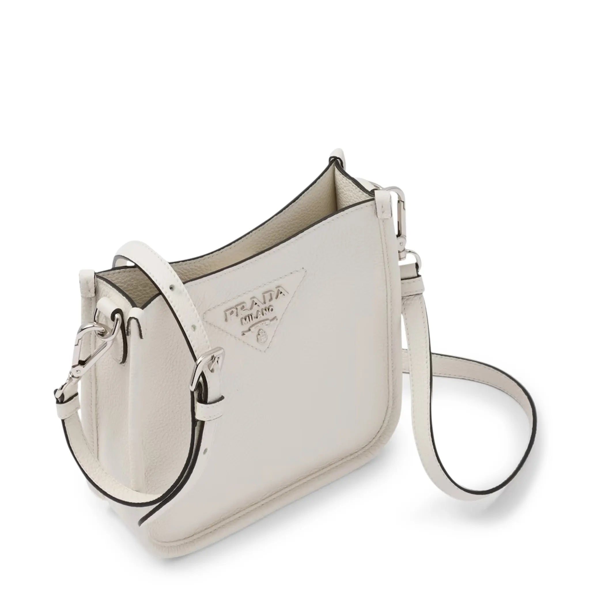 Top view of Prada Leather Mini White Shoulder Bag 1BH191_2DKV_F0009_V_3OO