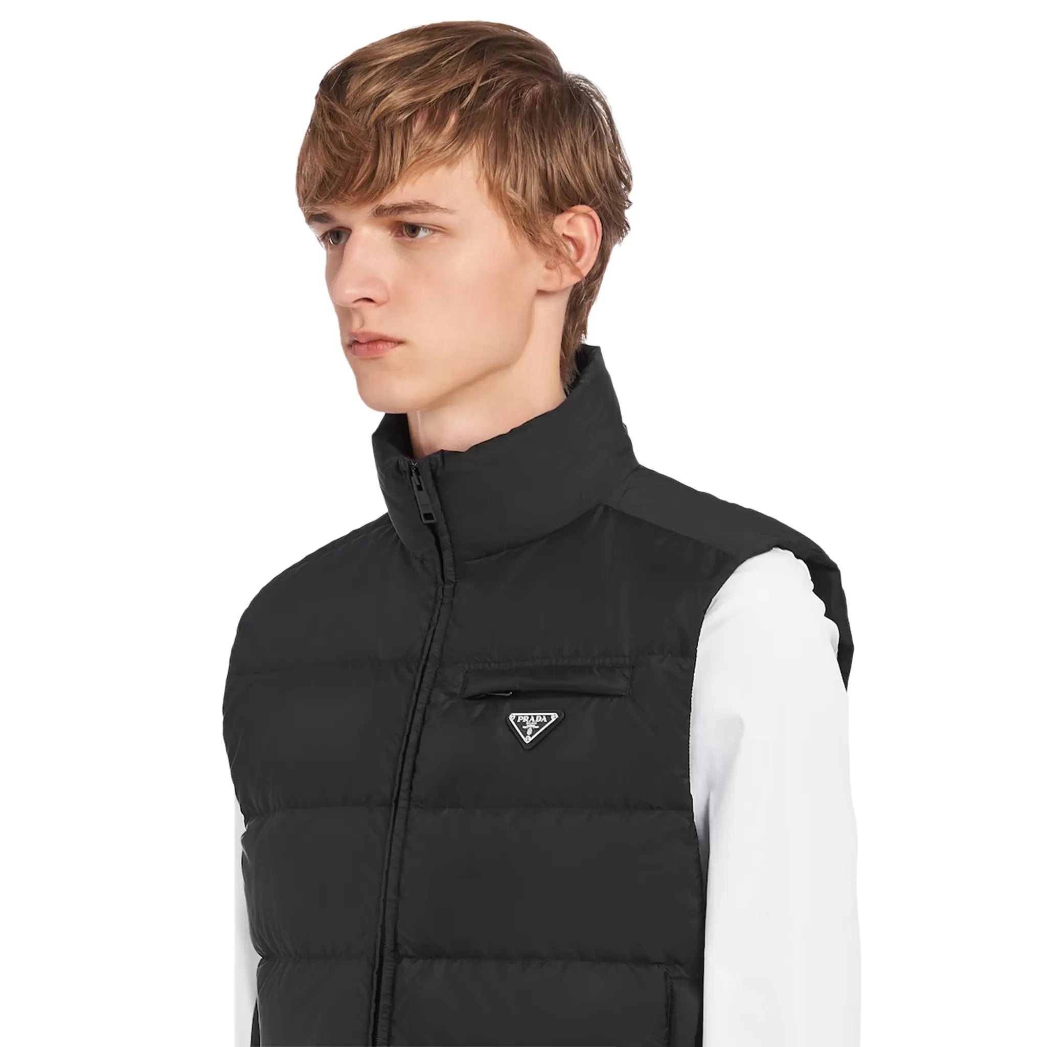 Front Detail view of Prada Padded Re Nylon Black Vest SGB033_1WQ9_F0002_S_191