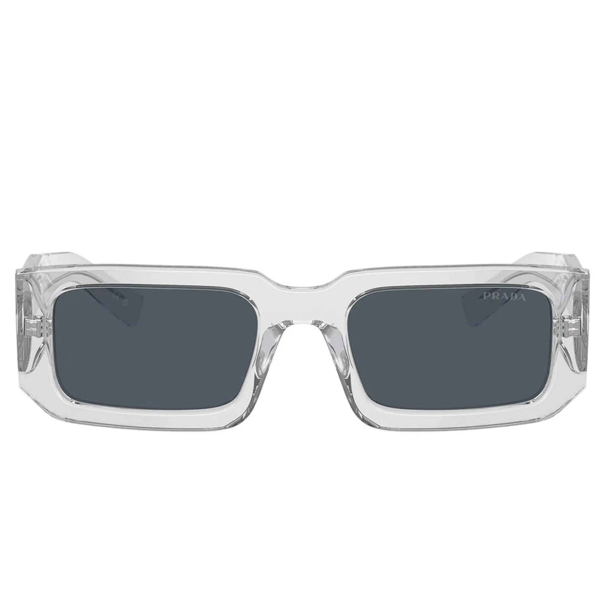 Front view of Prada PR 06YS 12R09T Transparent Grey Sunglasses