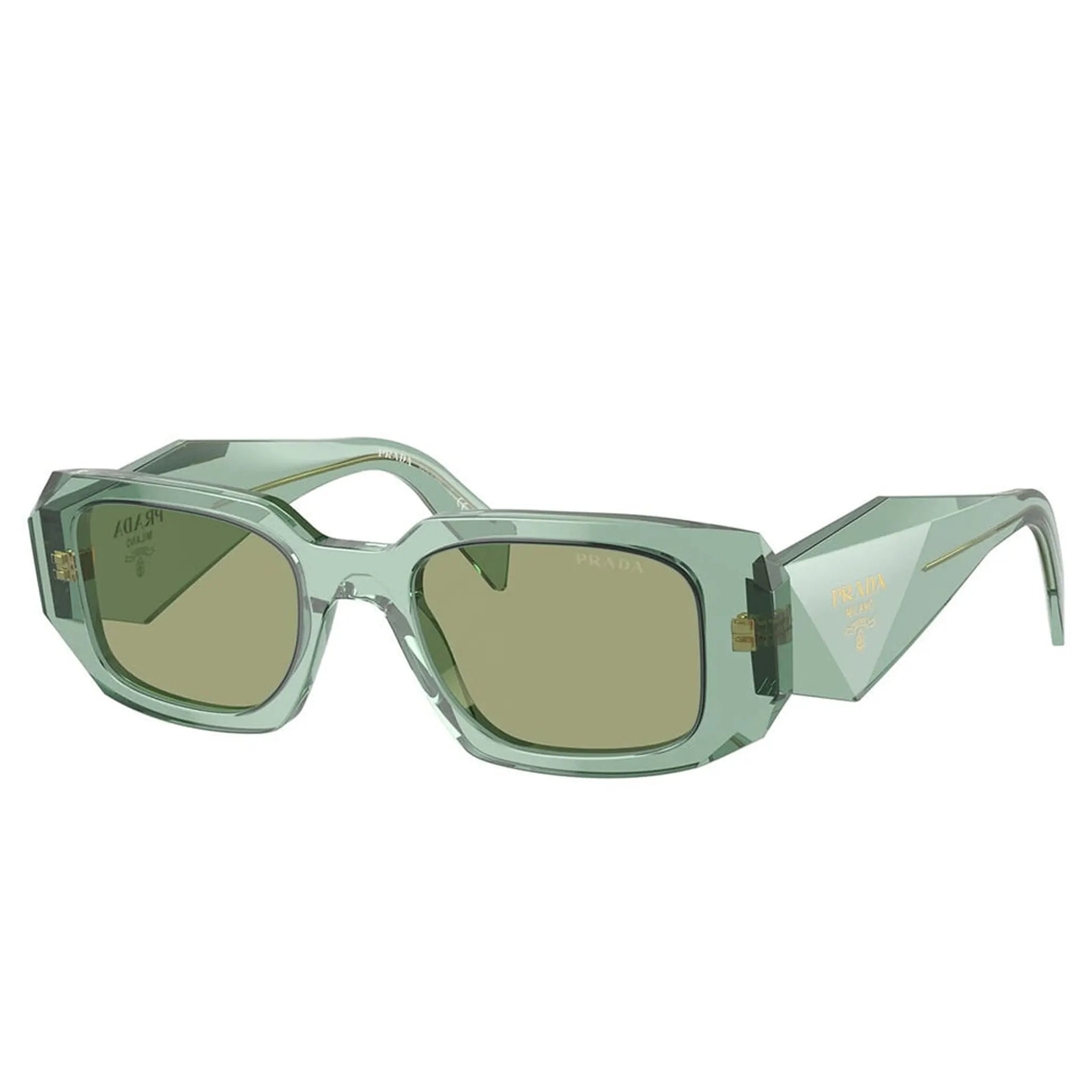 Front Side view of Prada PR 17WS 11R10E Transparent Sage Sunglasses