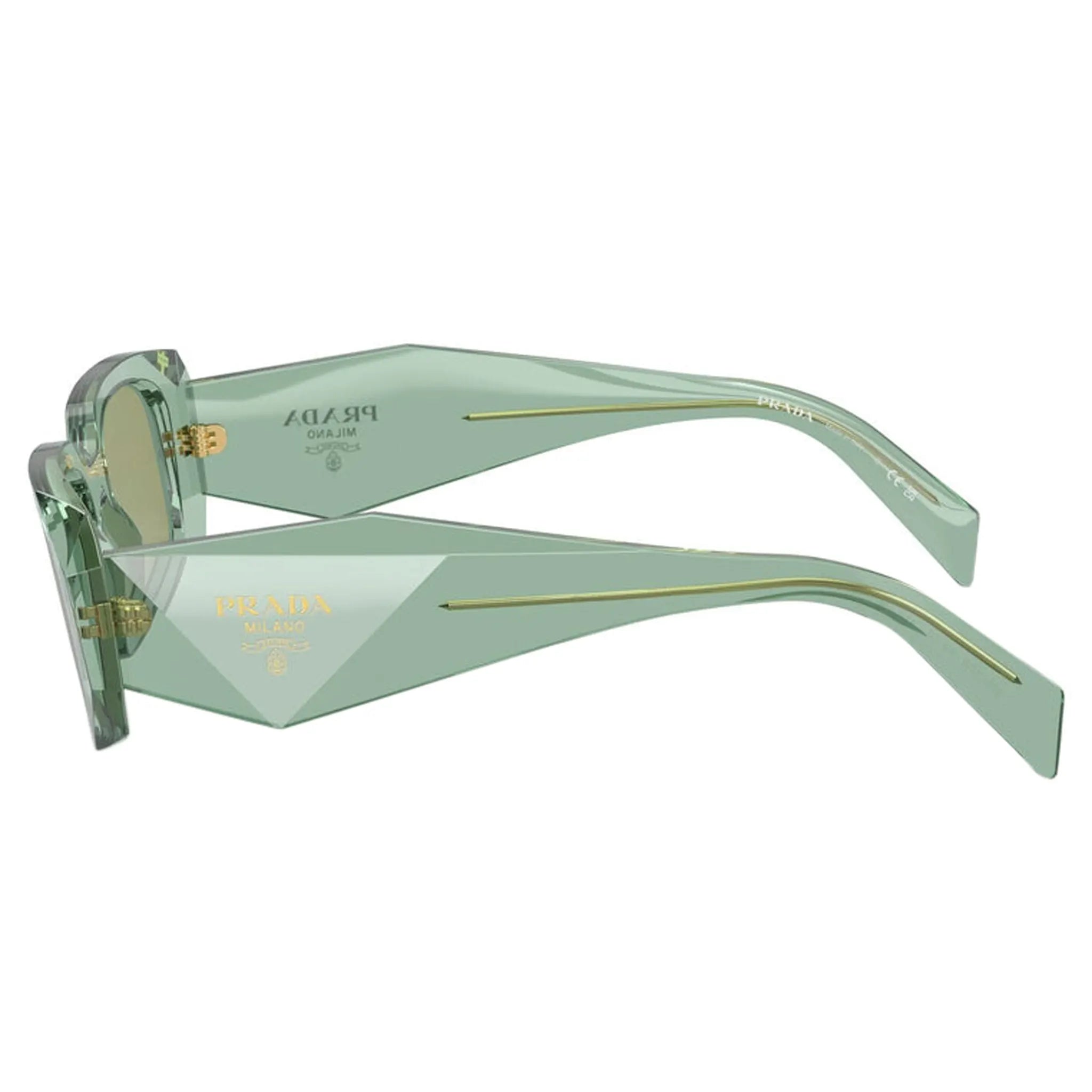Side view of Prada PR 17WS 11R10E Transparent Sage Sunglasses