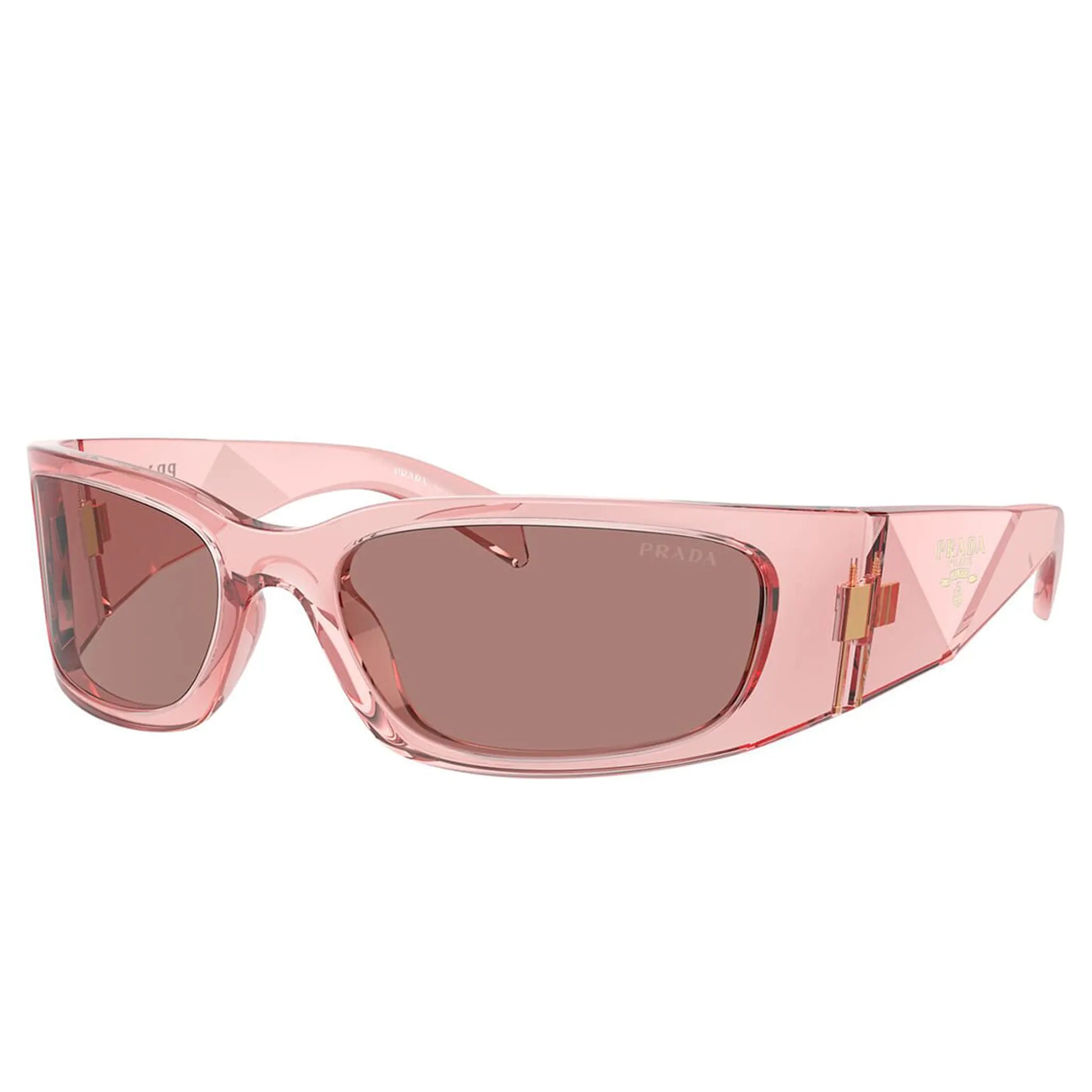 Front Side view of Prada PR A14S 19Q10D Transparent Peach Sunglasses