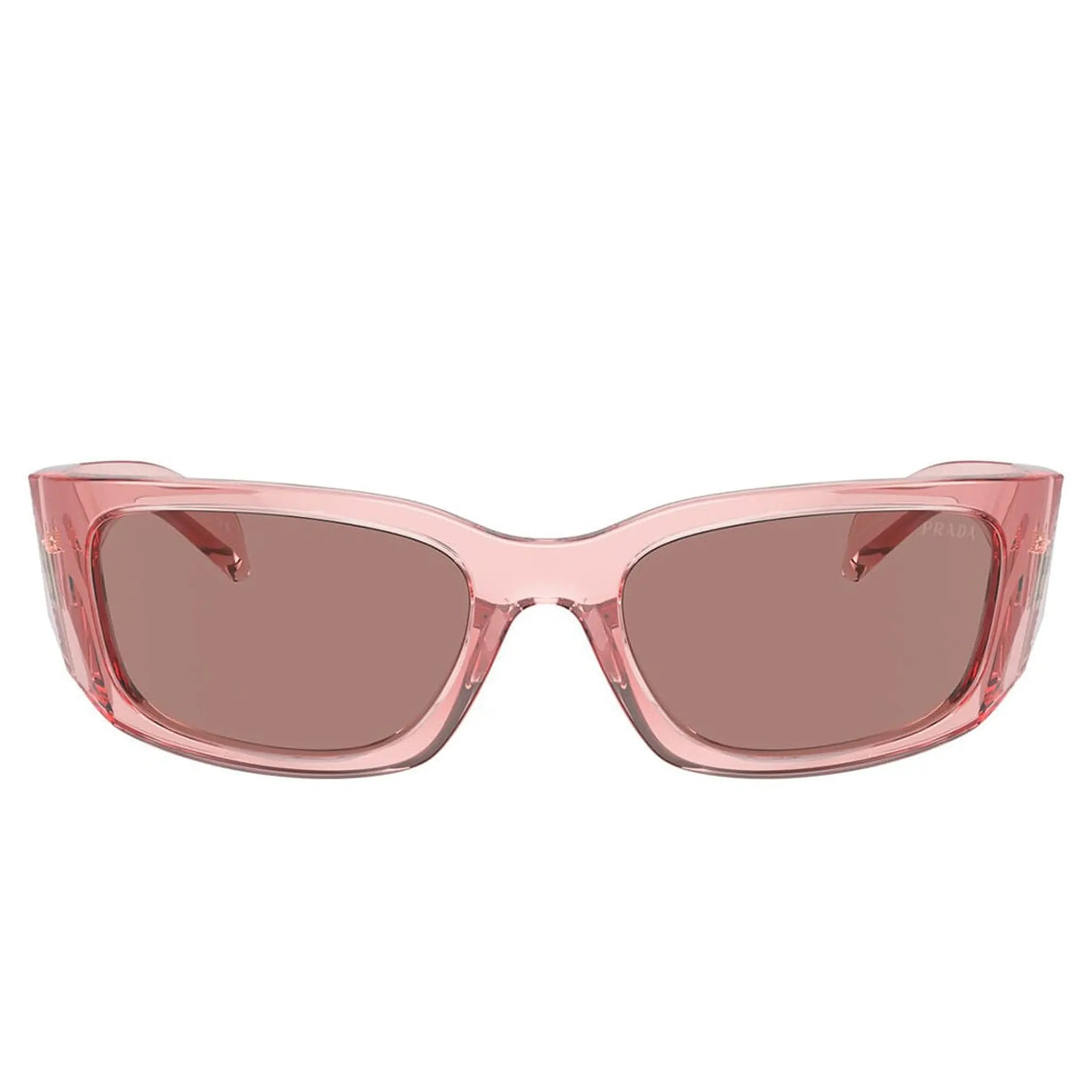 Front view of Prada PR A14S 19Q10D Transparent Peach Sunglasses