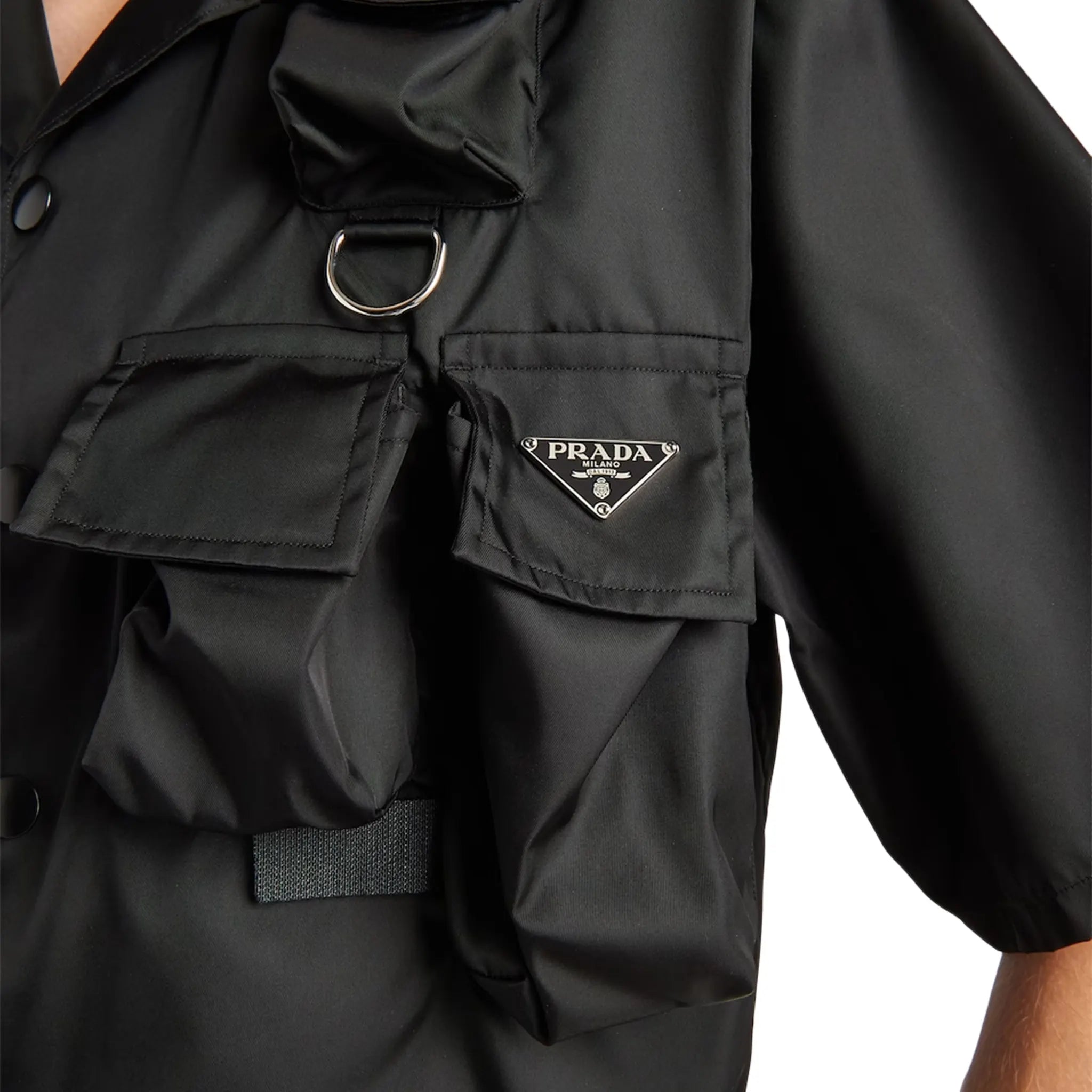 Detail view of Prada Short Sleeved Nylon Black Shirt SC768_1WQ8_F0002_S_OOO