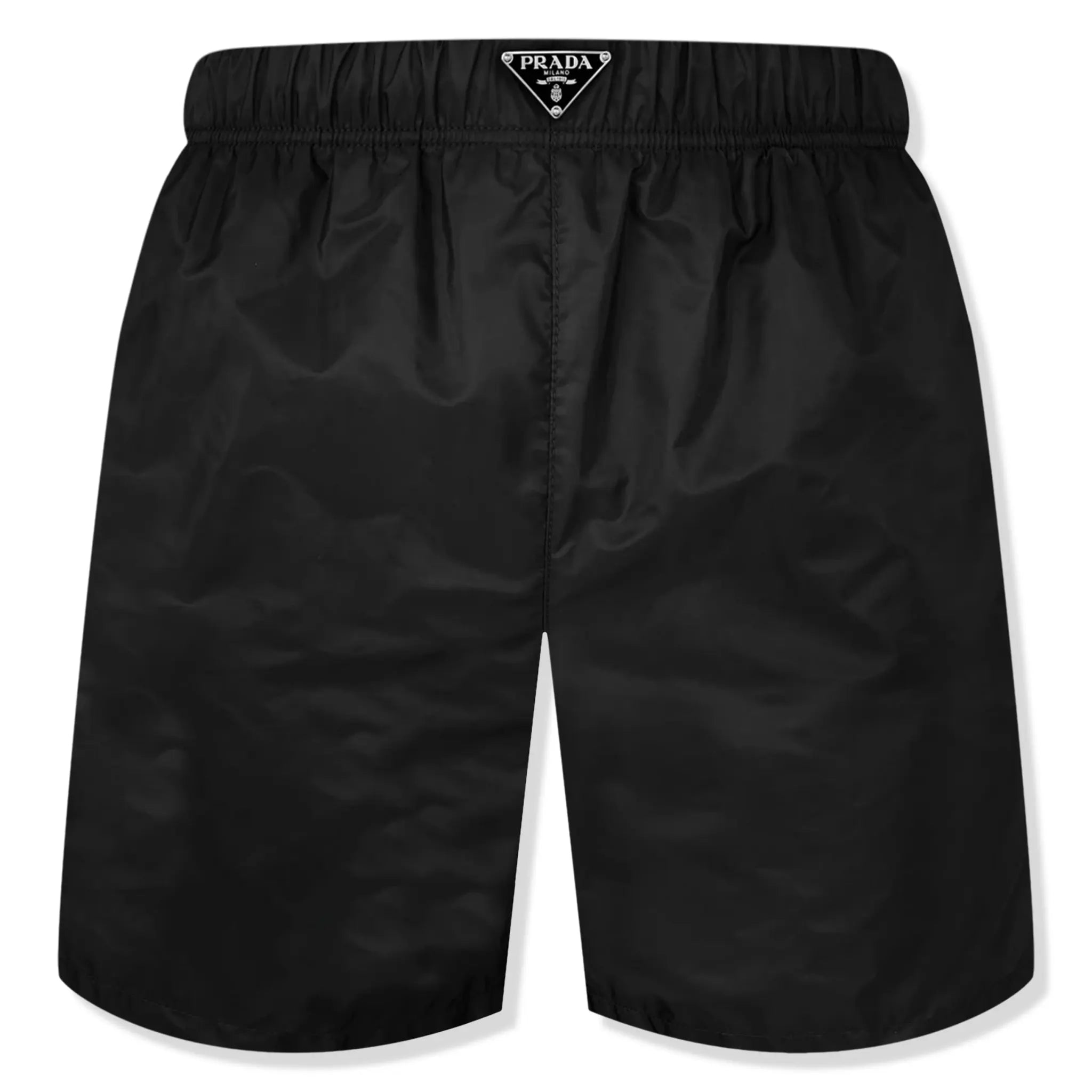 Front view of Prada Triangle Interlock Black Swim Shorts UB372SOOO1WQ9