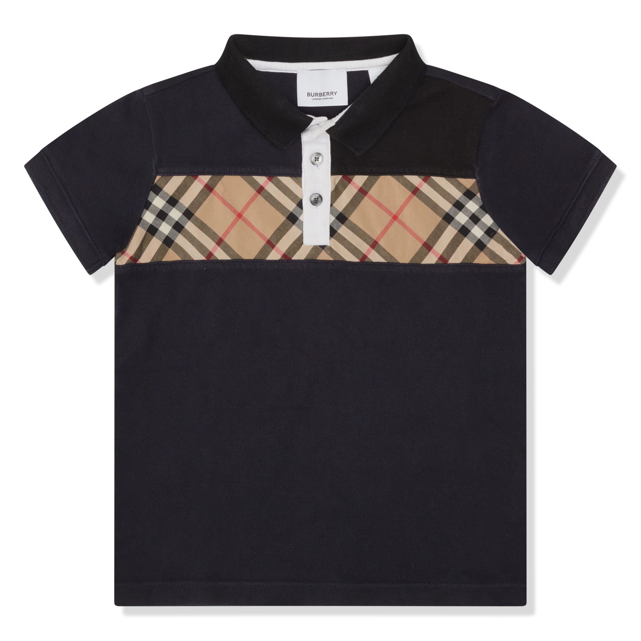 Front view of Preloved - Burberry Vintage Check Kids Navy Blue Polo Shirt 