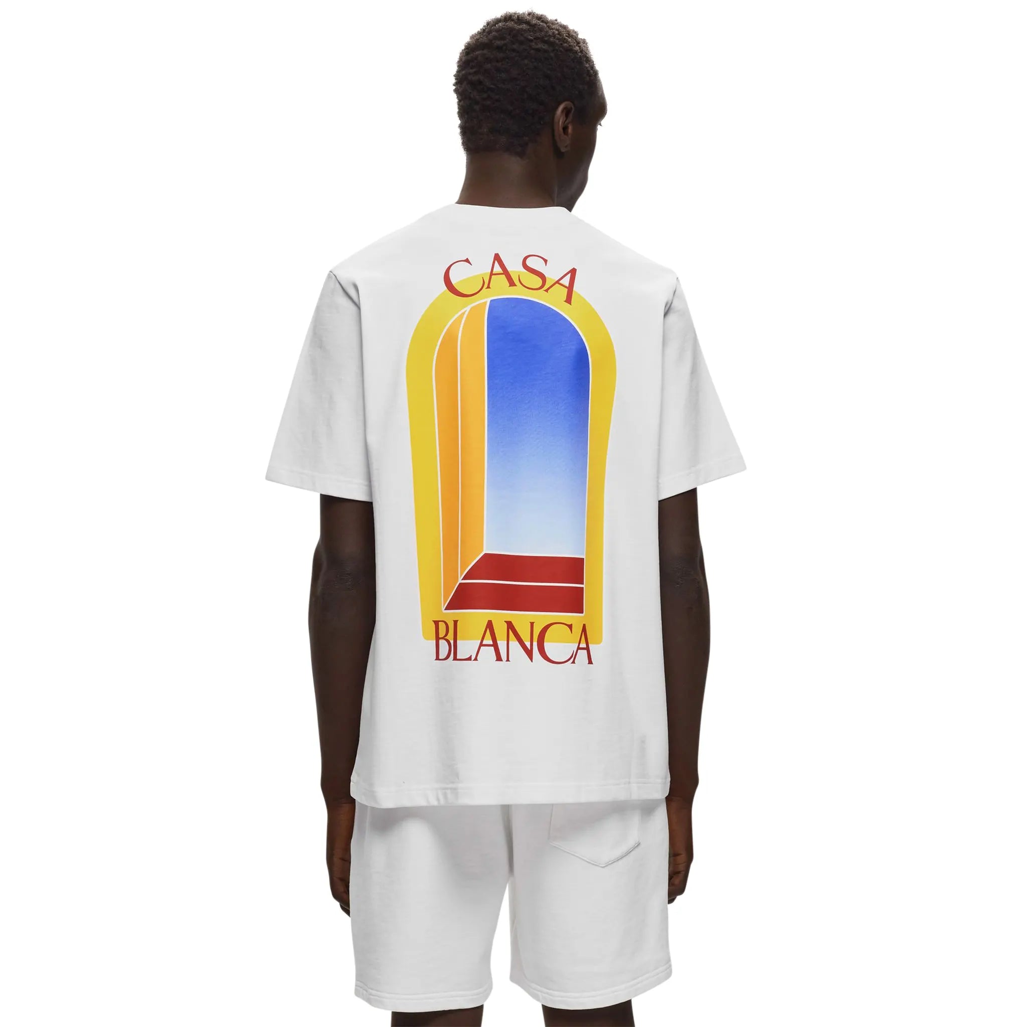 Model back view of Preloved - Casablanca L'Arche De Jour White T Shirt