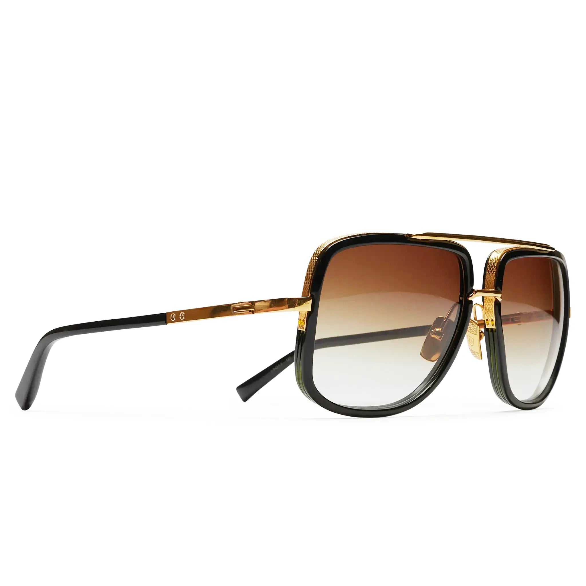 Front side view of Preloved - Dita Eyewear DRX-2030 Mach One Black Yellow Gold Sunglasses 