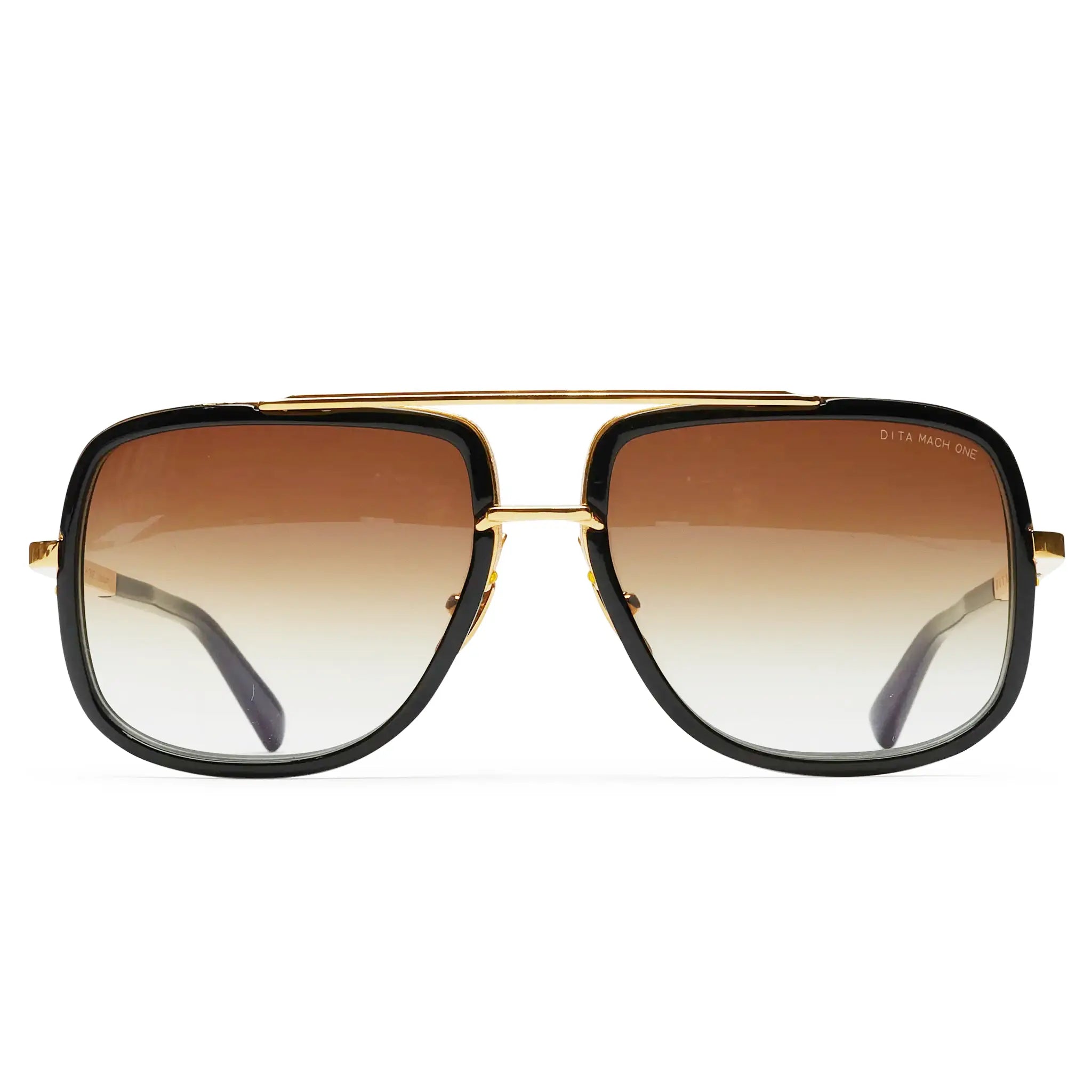 Front view of Preloved - Dita Eyewear DRX-2030 Mach One Black Yellow Gold Sunglasses 