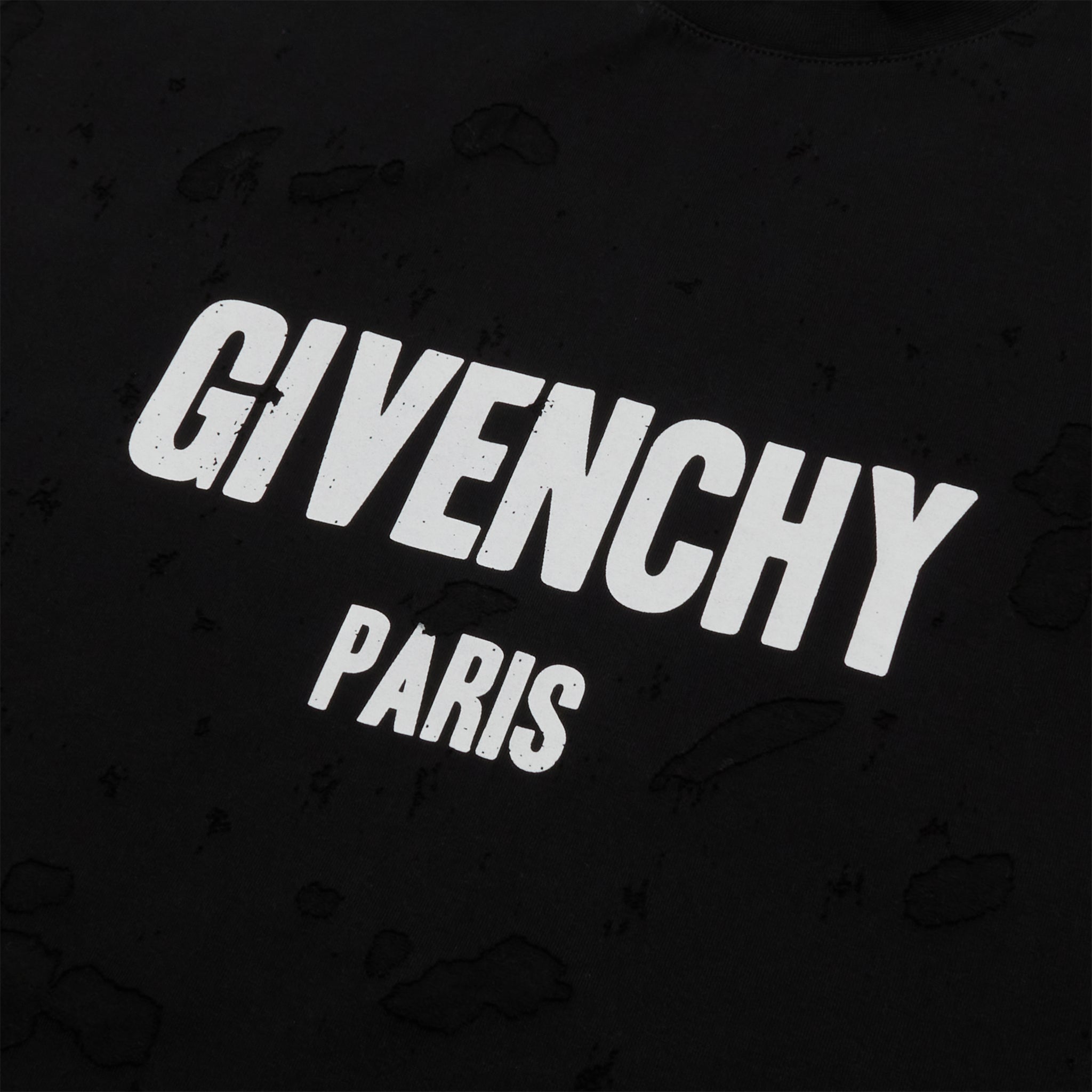 Logo view of Preloved - Givenchy Paris Distressed Logo Black White T Shirt