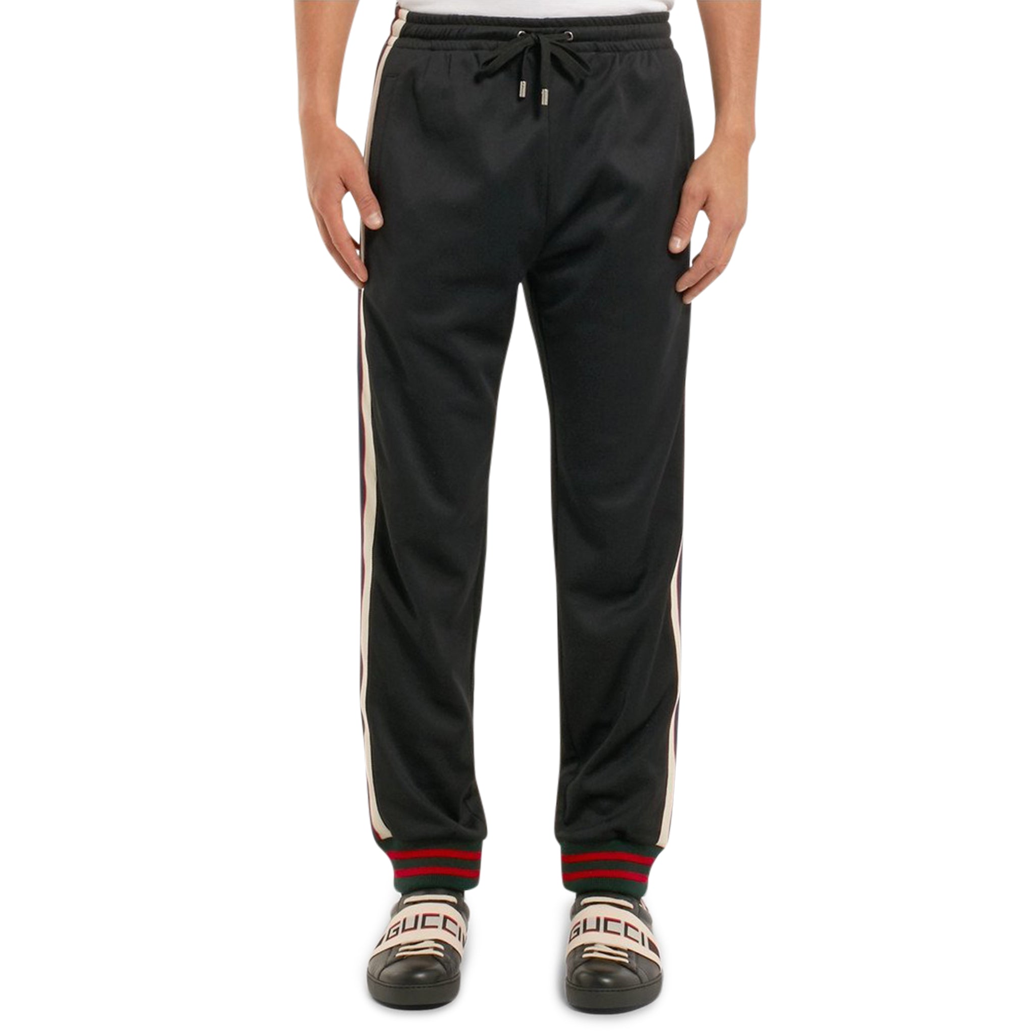 Model view of Preloved - Gucci Side Stripe Black Sweatpants