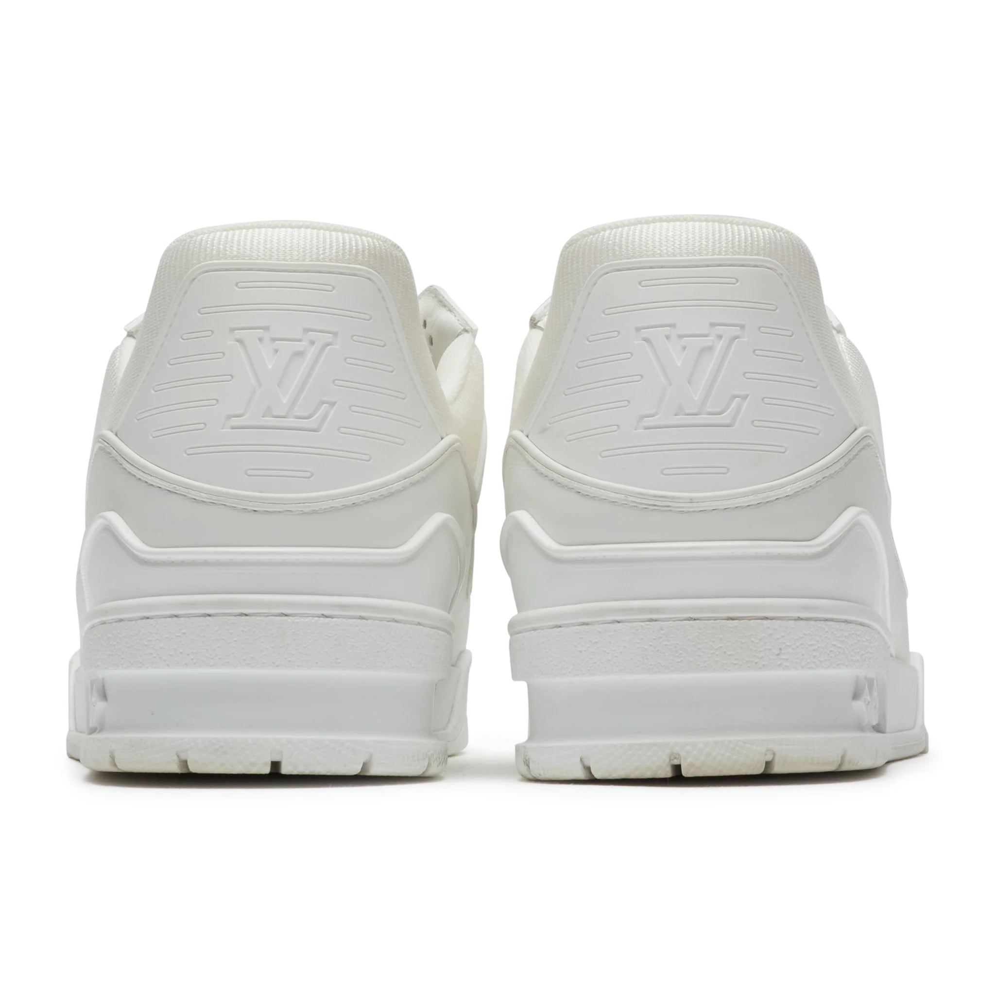 Heel view of Preloved - Louis Vuitton LV White Sneaker