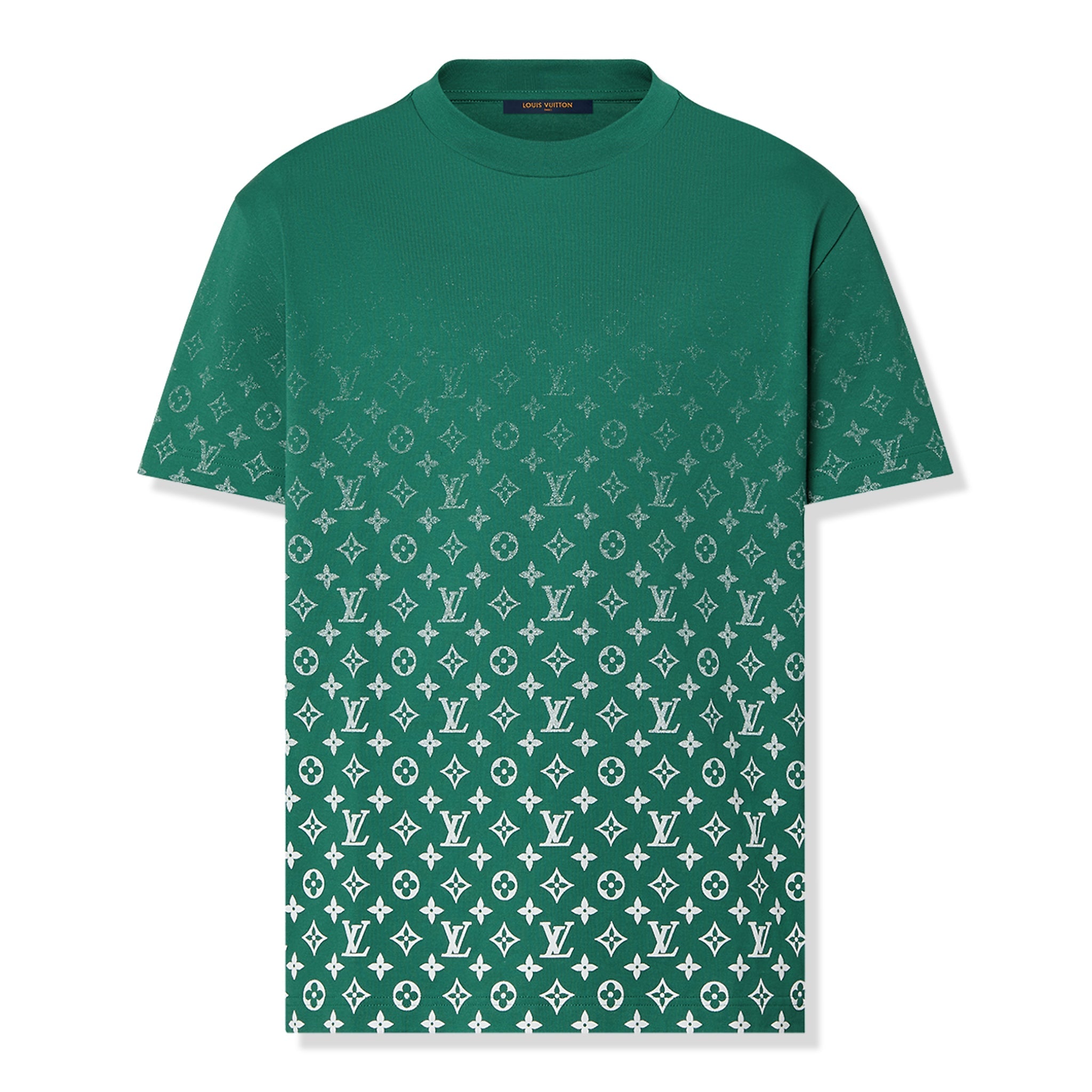 Front view of Preloved - Louis Vuitton Monogram Gradient Cotton Green T Shirt 