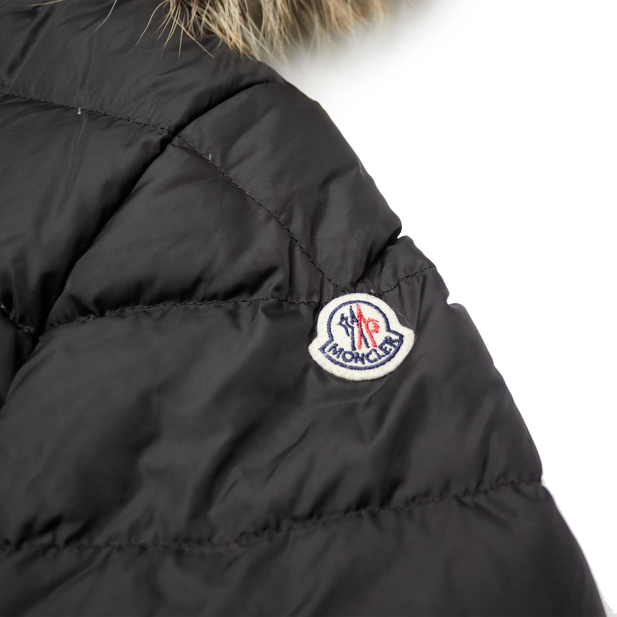Logo view of Preloved - Moncler Cluny Black Short Down 100% Real Fur Kids Parka Jacket 