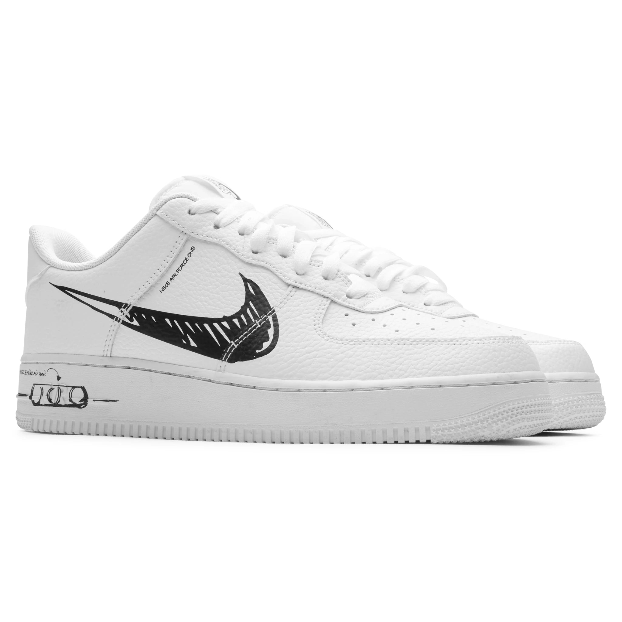 Front side view of Preloved - Nike Air Force 1 Low Sketch White Black CW7581-101