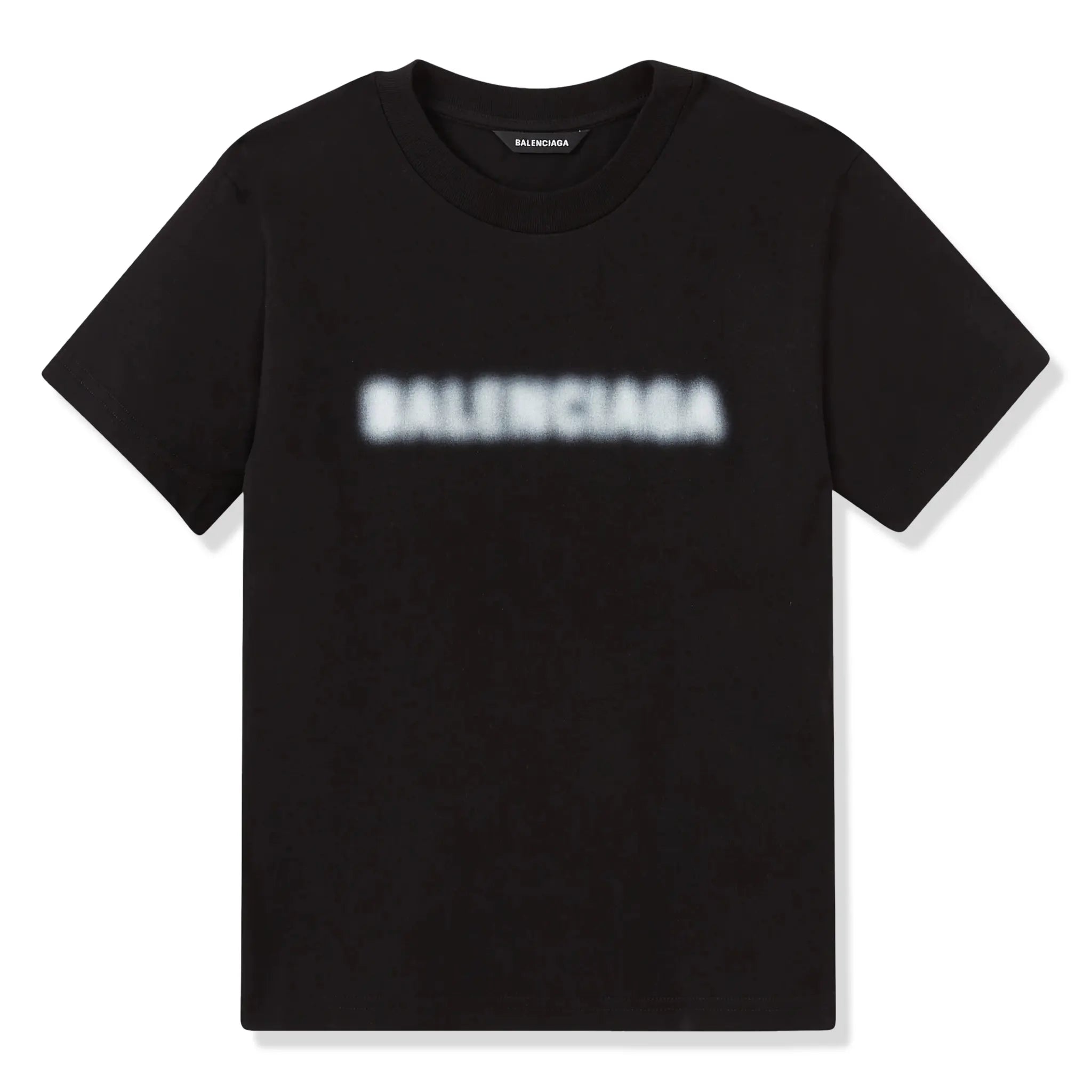 Front view of Preloved - Balenciaga Blurry Logo Cotton Black T Shirt