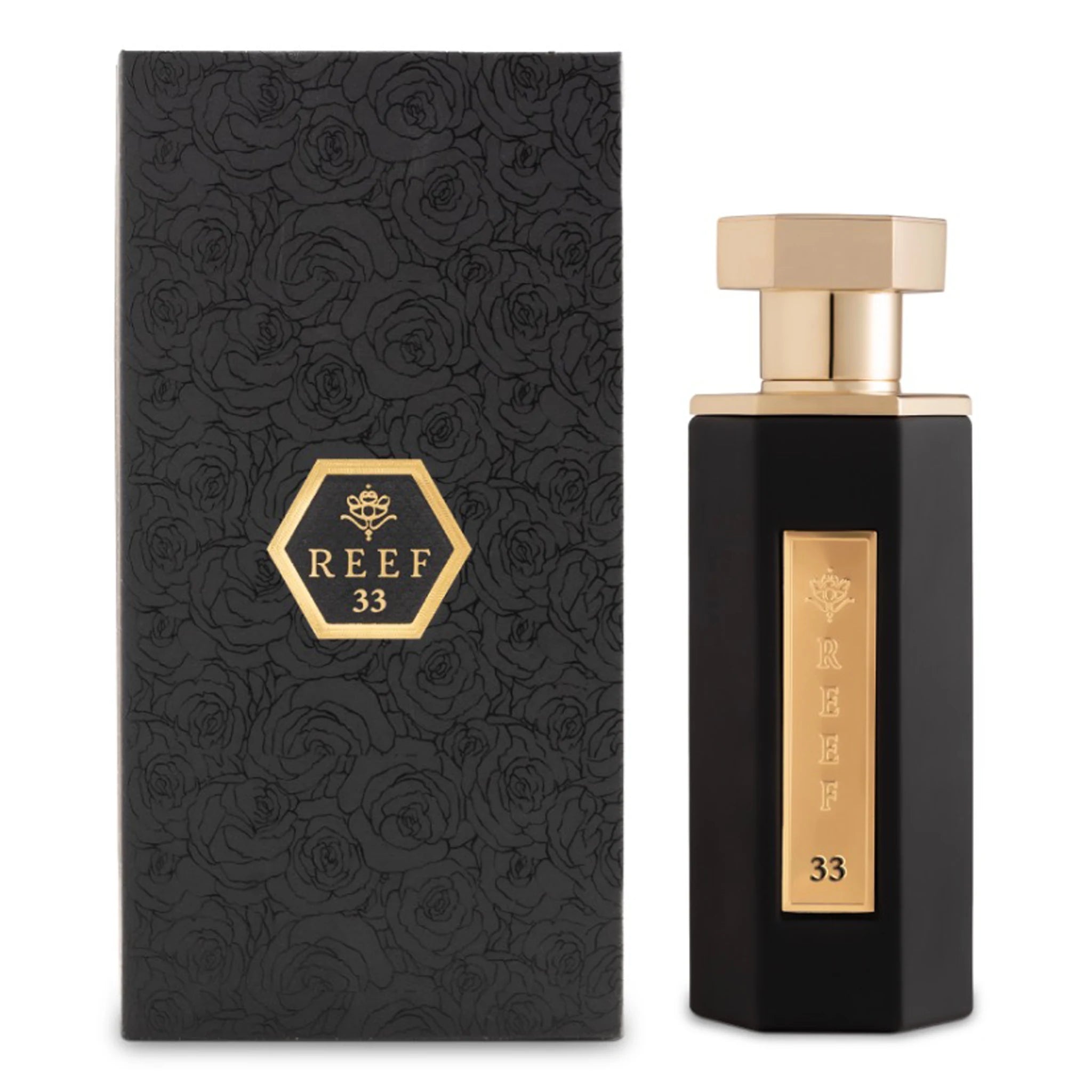 Front box bottle view of REEF 33 Eau De Parfum SAMPLE - 2ml