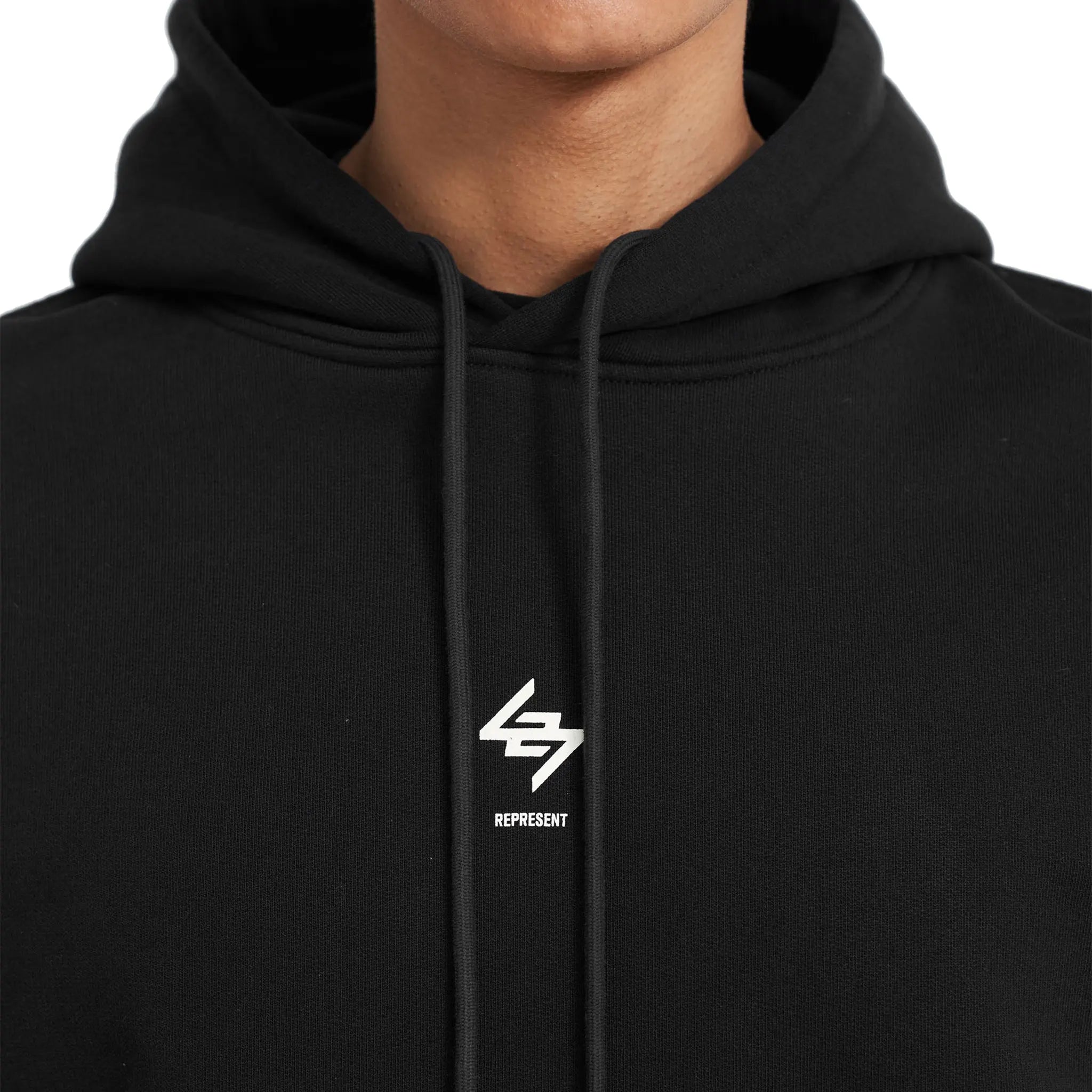 Detail view of Represent 247 Oversized Jet Black Hoodie 247M458-01