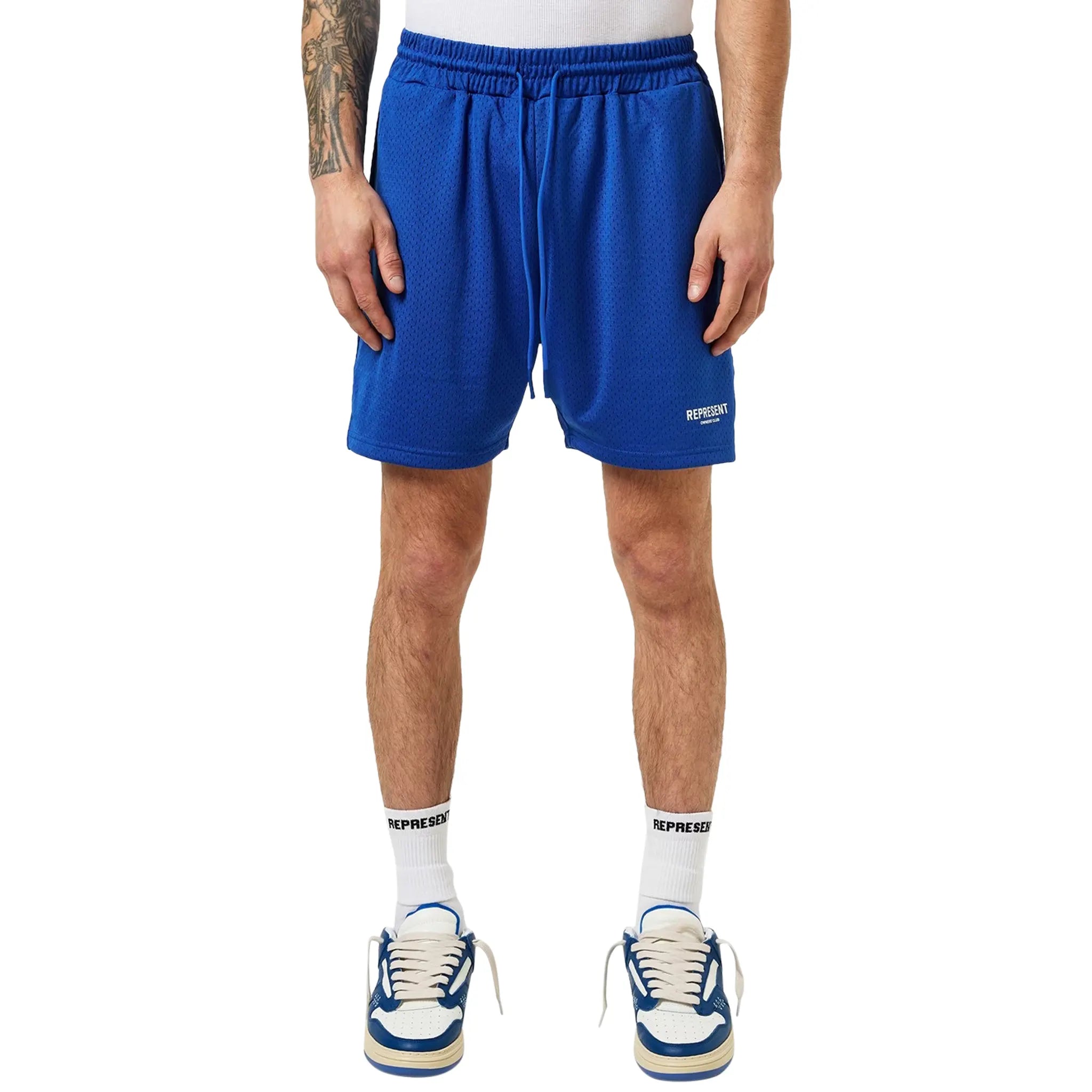 Front Detail view of Represent Owners Club Mesh Cobalt Blue Shorts M09050-109